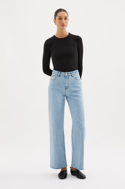Organic Stretch Wide Leg Jean Soft Blue 
