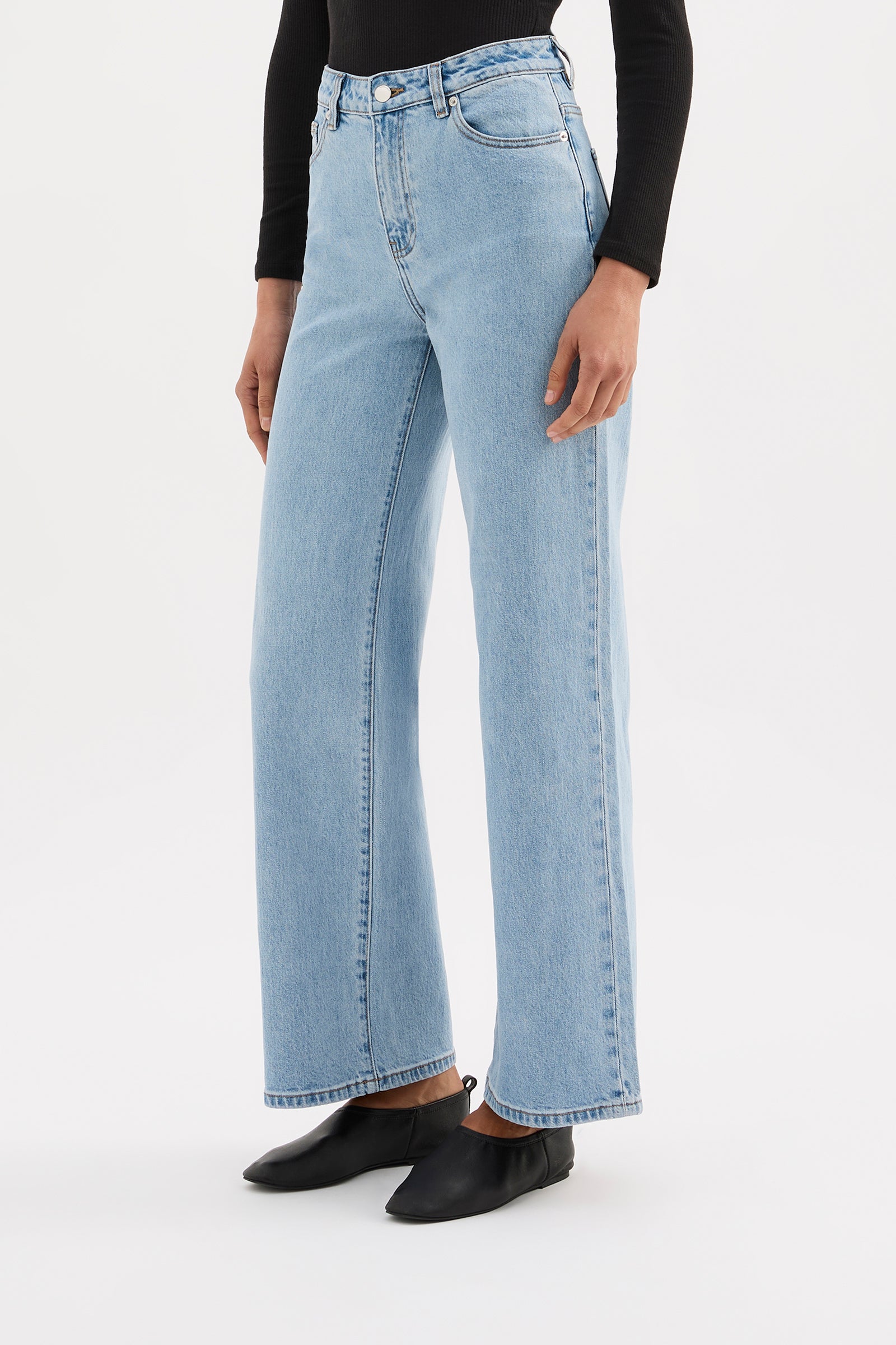 Organic Stretch Wide Leg Jean Soft Blue 