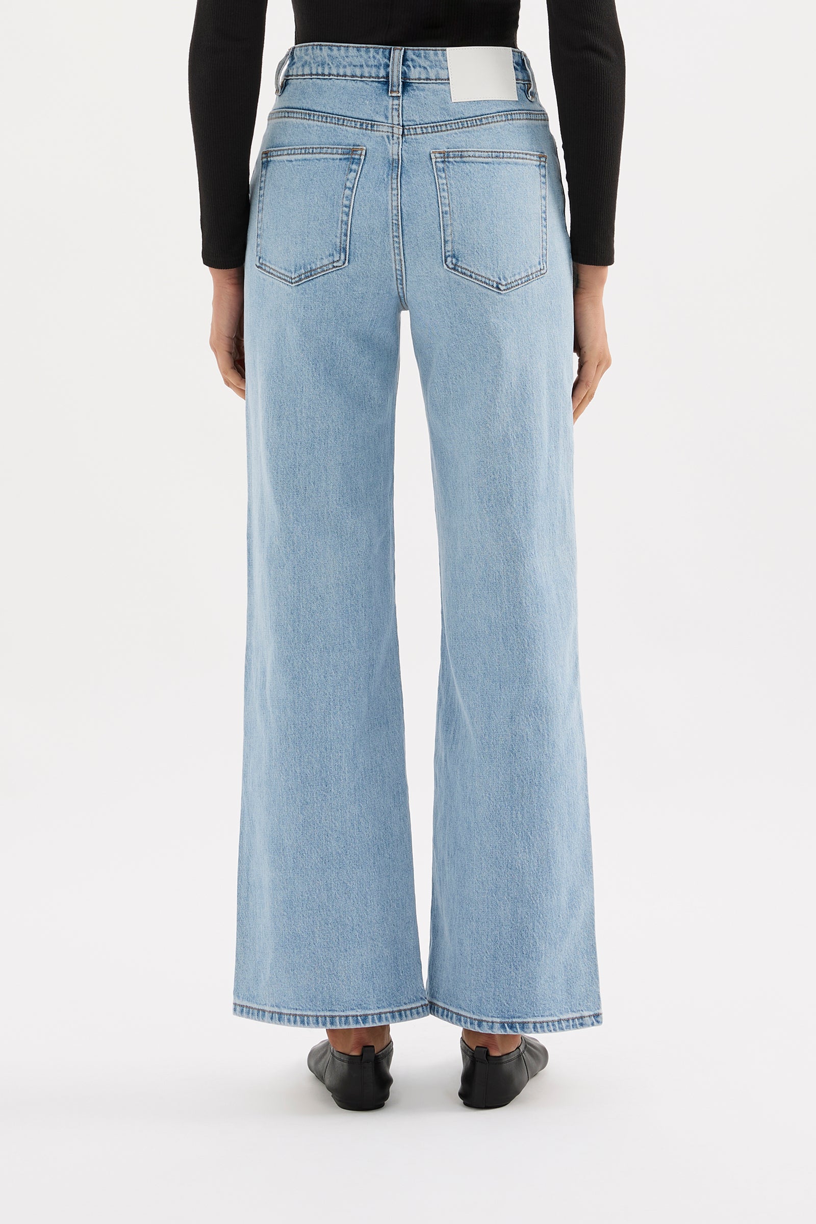 Organic Stretch Wide Leg Jean Soft Blue 