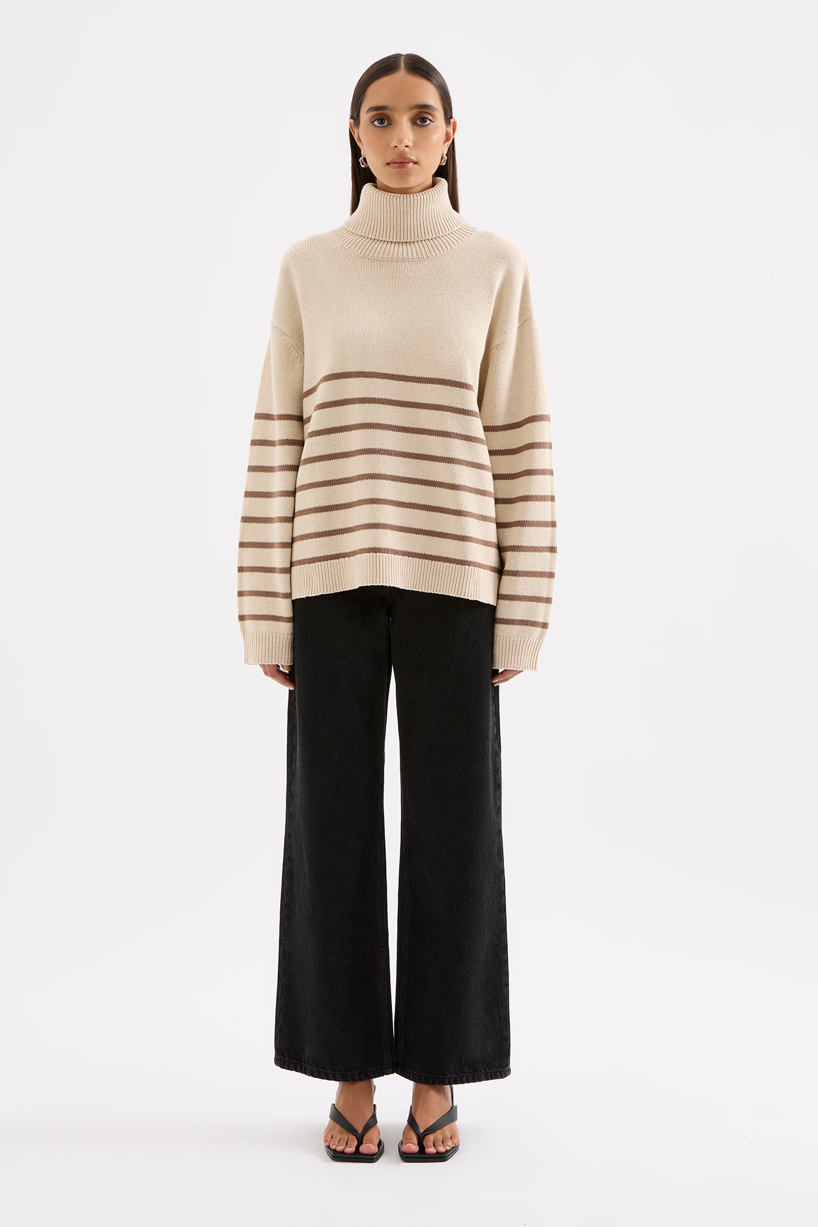 Venus Turtleneck Knit Milk Stripe 
