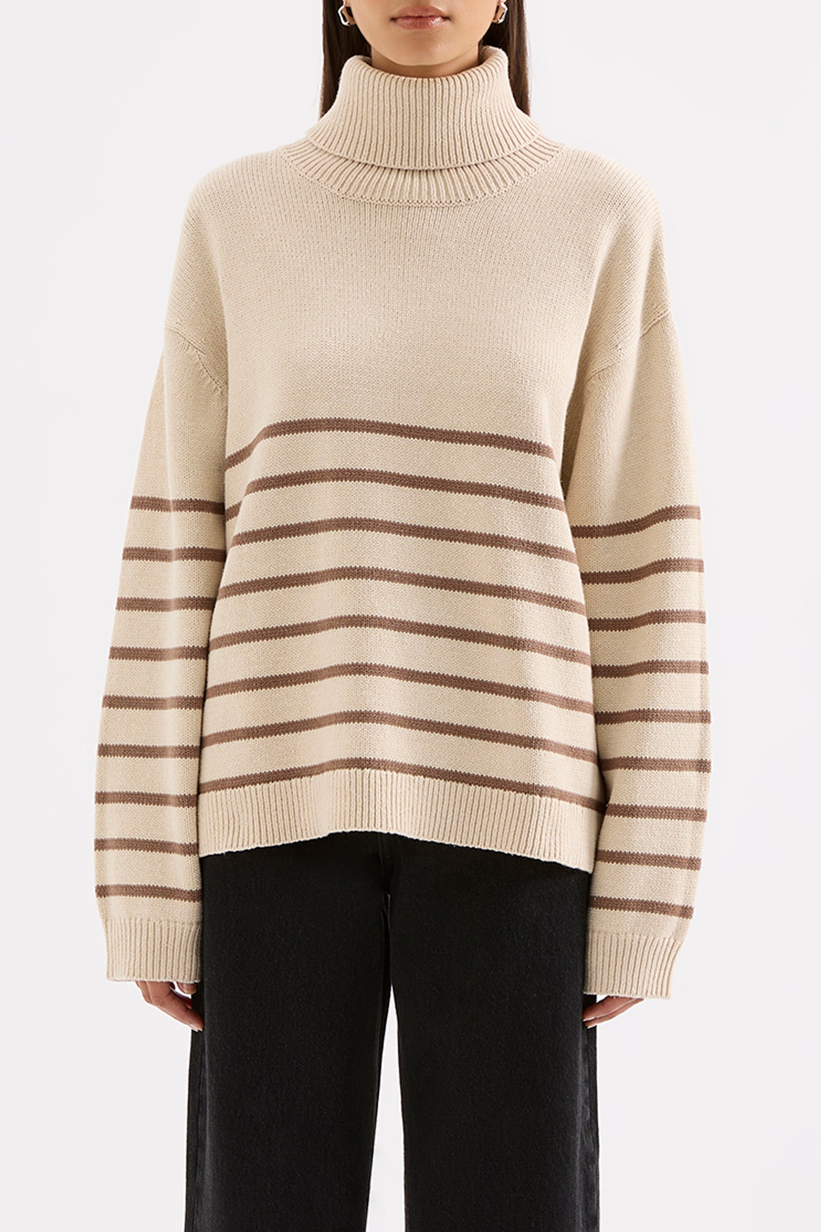 Venus Turtleneck Knit Milk Stripe 