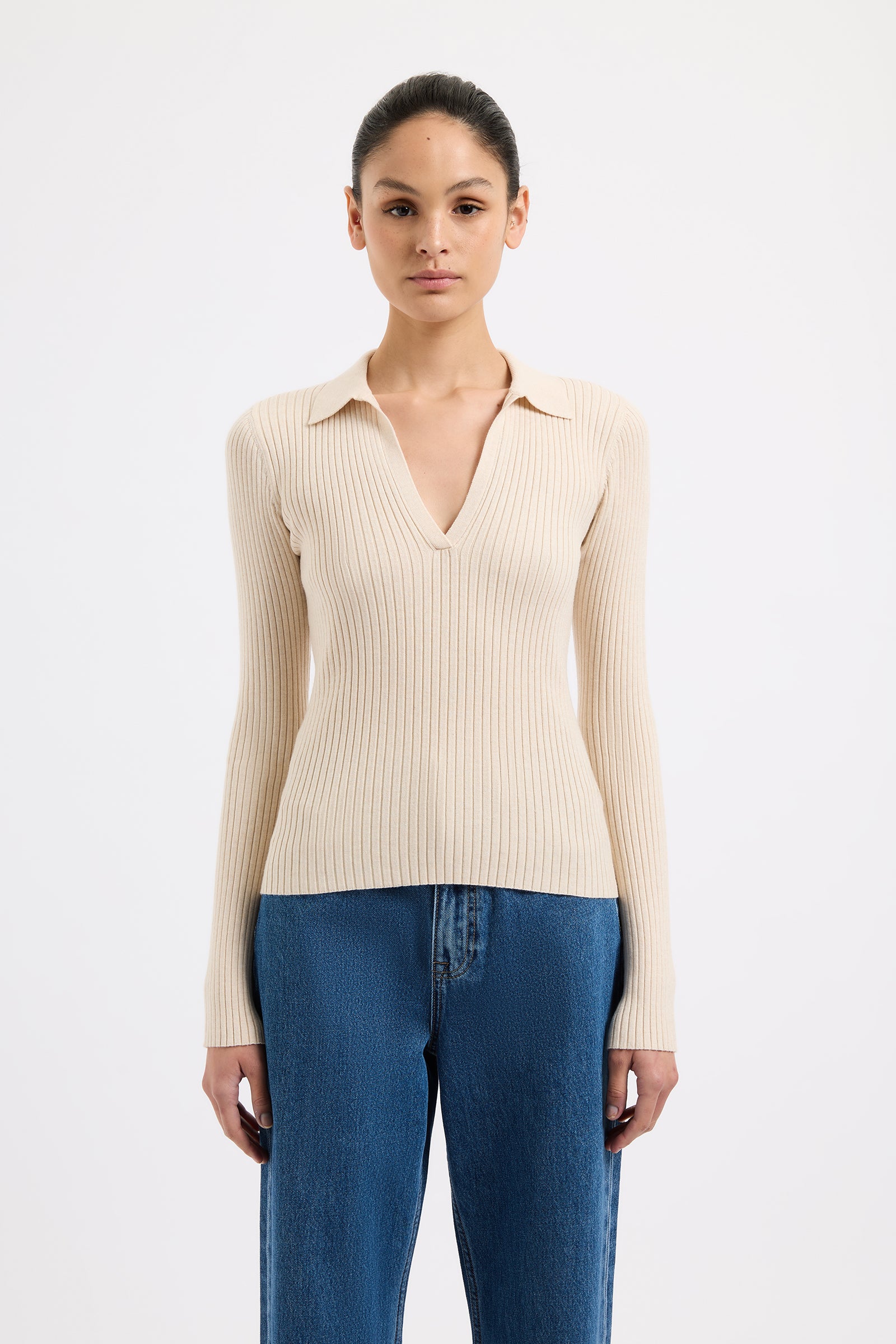 Lourdes Rugby Knit Cream Marle 
