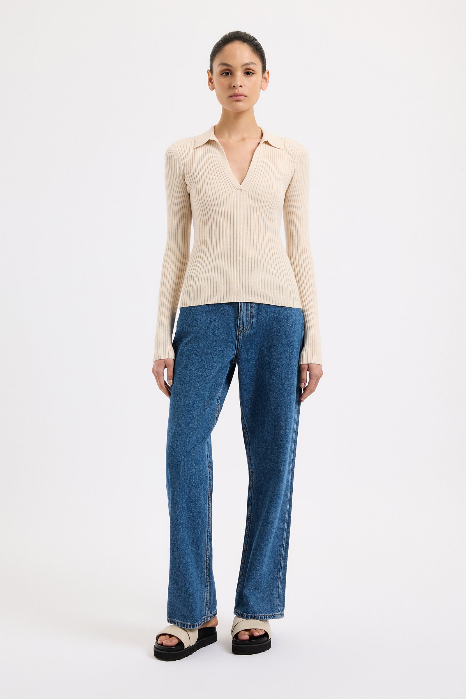 Lourdes Rugby Knit Cream Marle 
