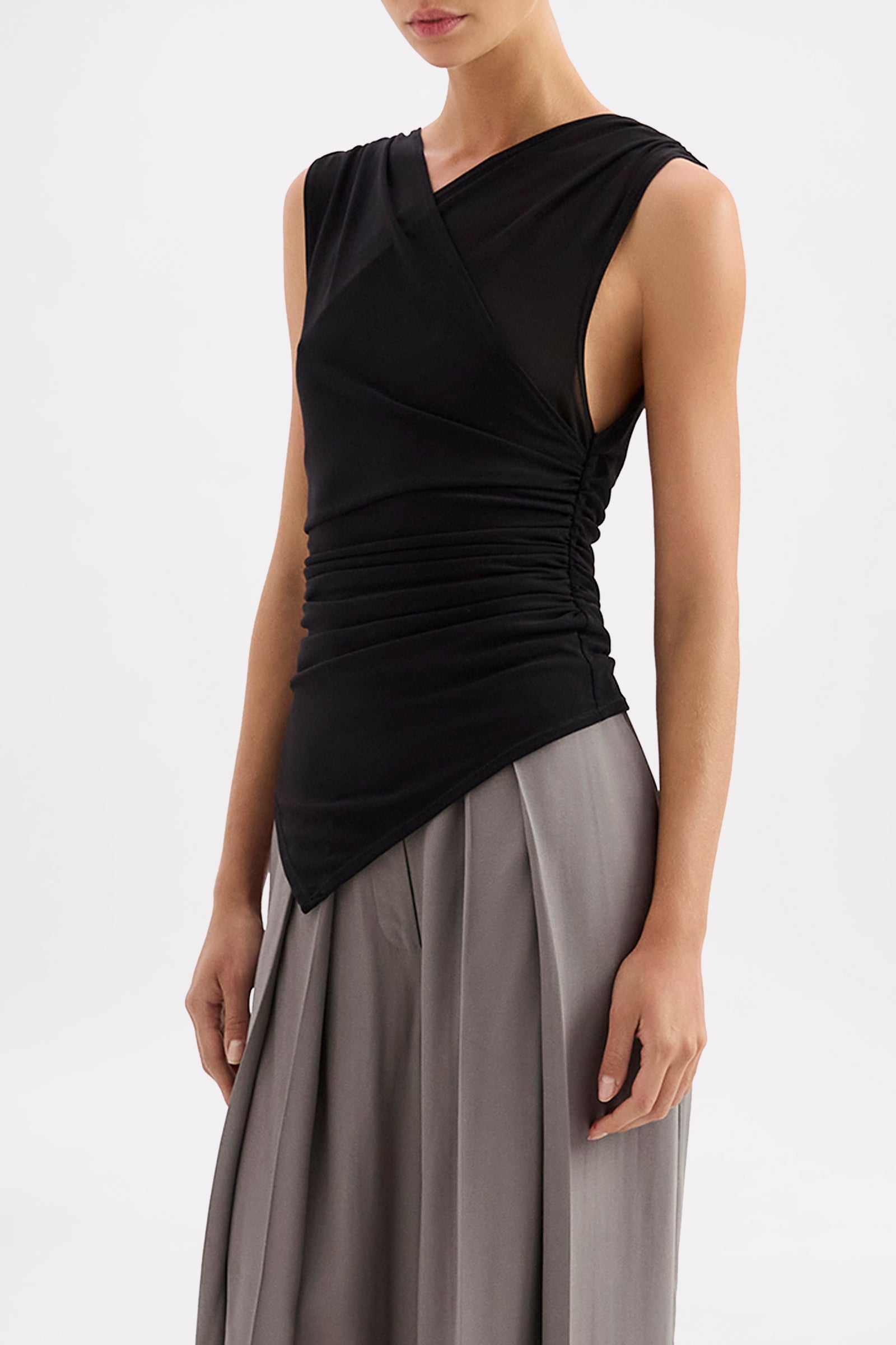 Siva Mesh Sleeveless Top Black 
