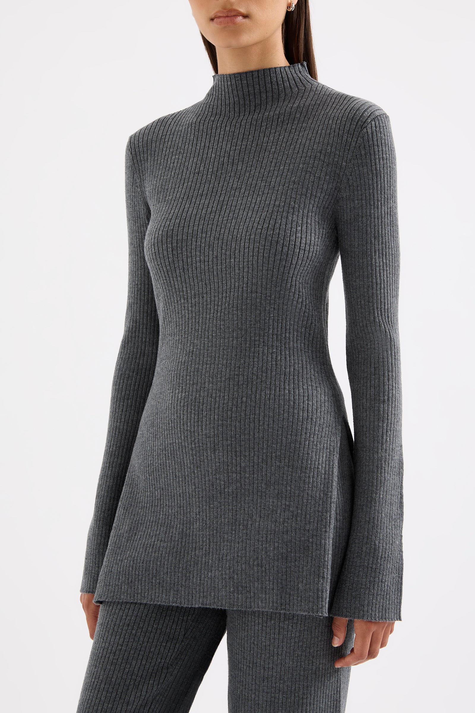 Malo Knit Tunic Charcoal 