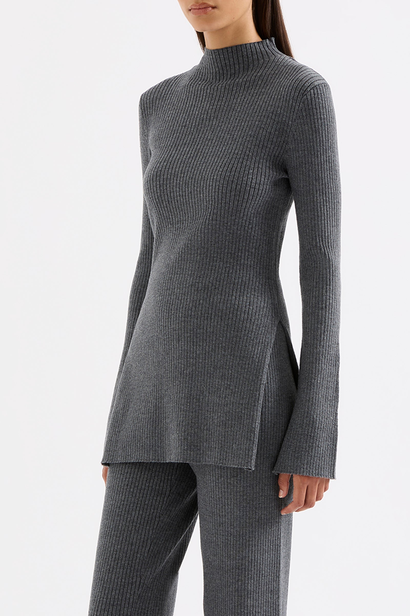 Malo Knit Tunic Charcoal 