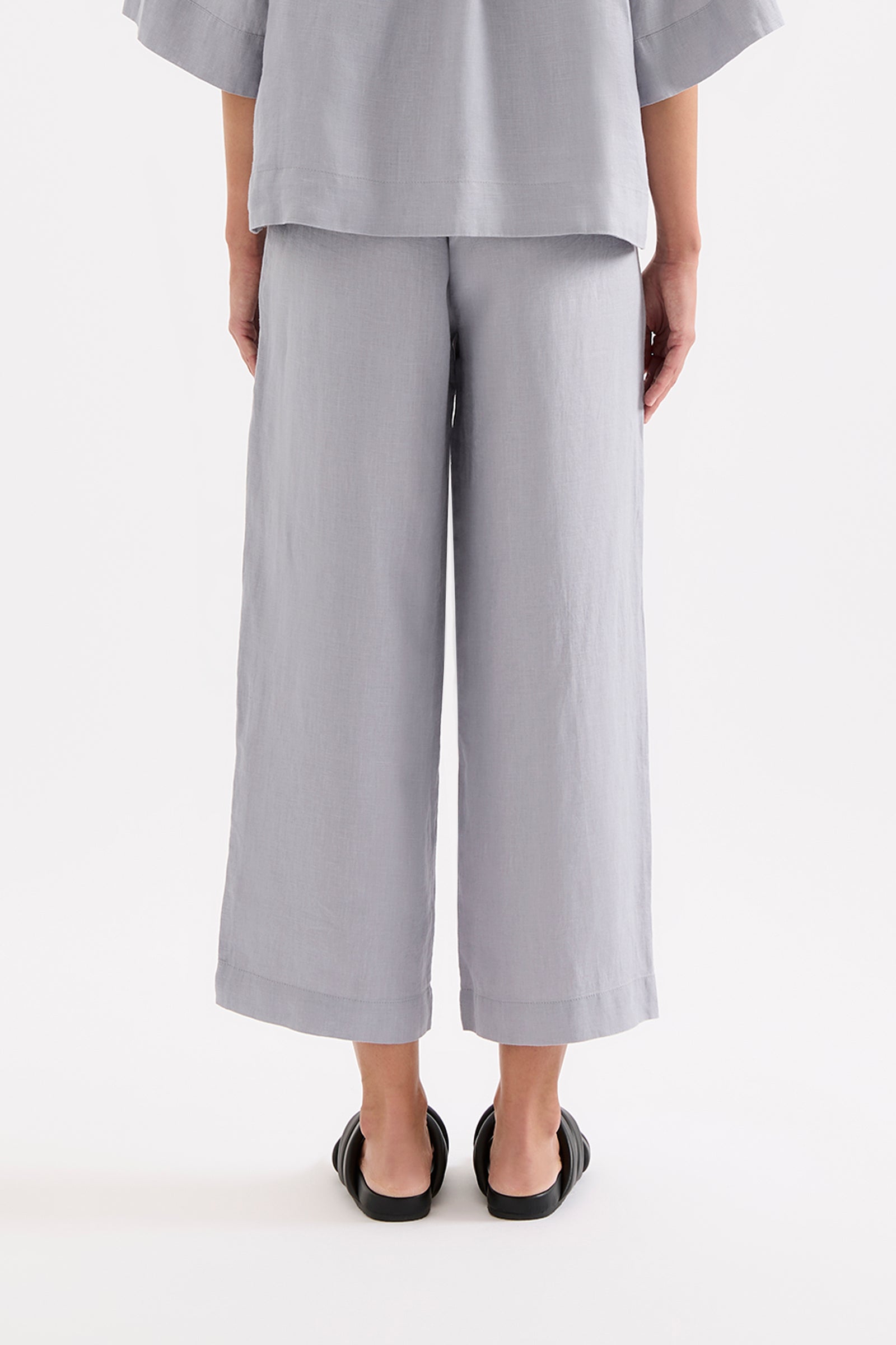 Lounge Linen Crop Pant Storm 