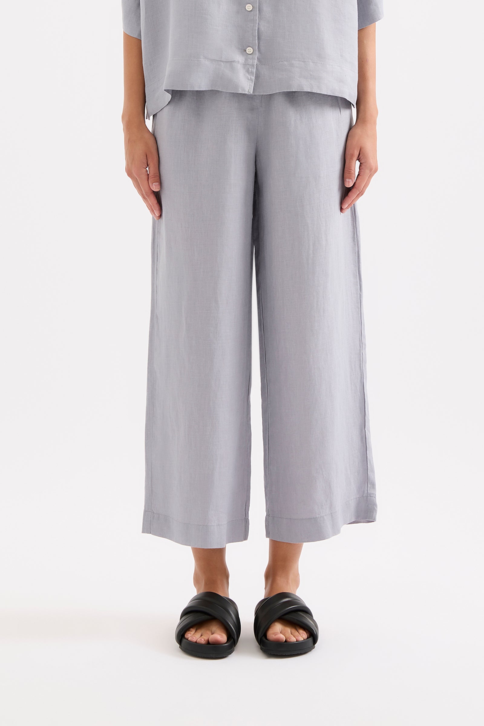 Lounge Linen Crop Pant Storm 