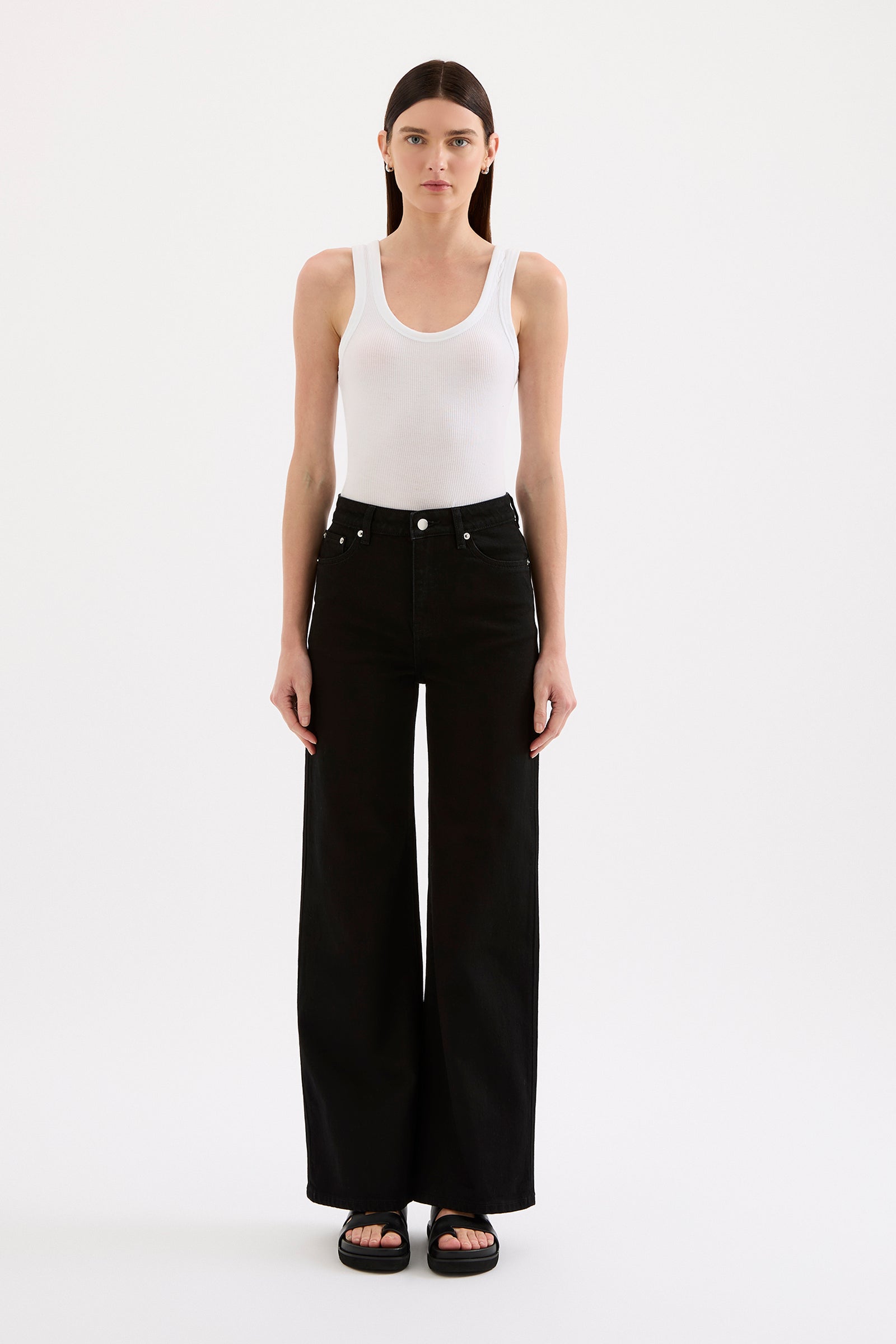 Organic Stretch Wide Leg Jean Black 
