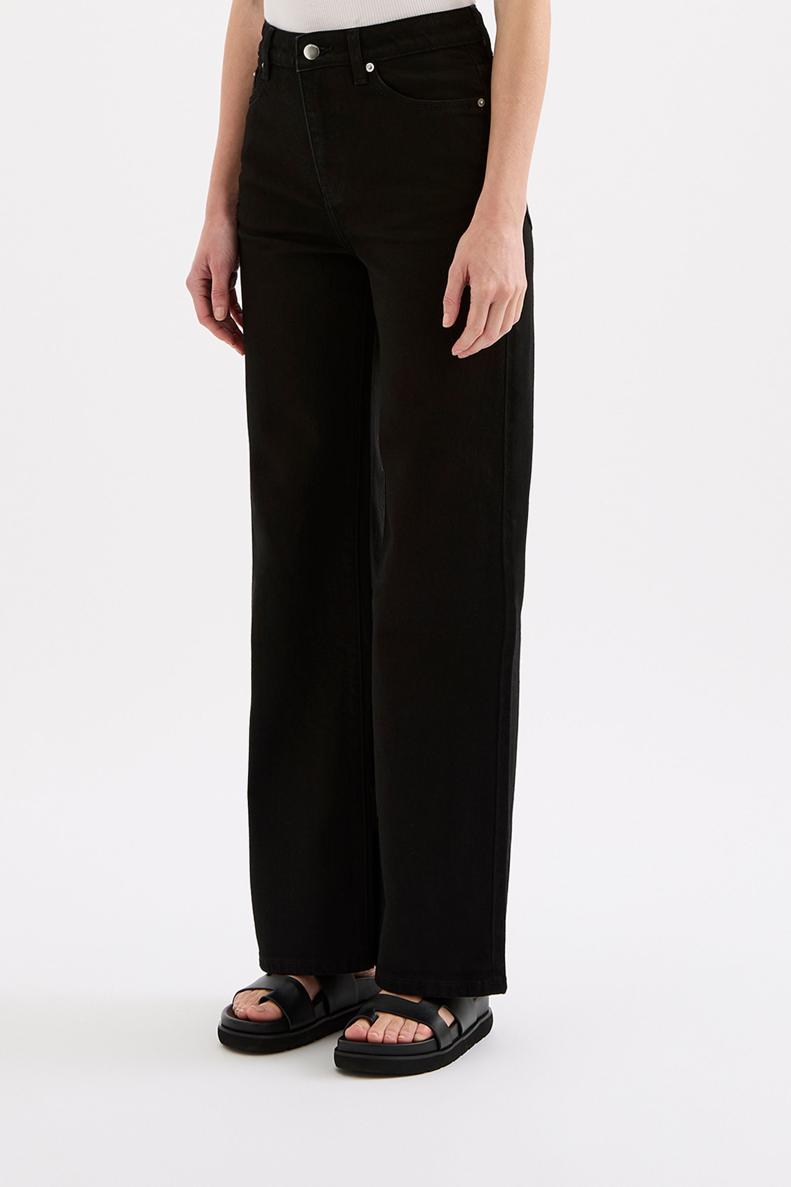 Organic Stretch Wide Leg Jean Black 