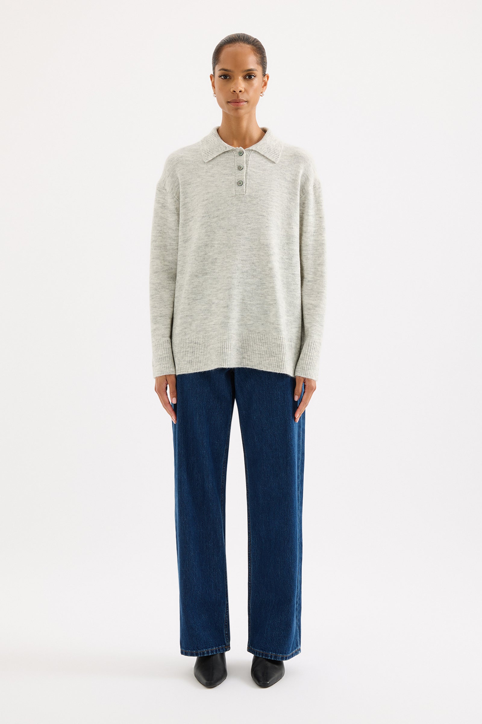Dallas Rugby Knit Grey Marle 
