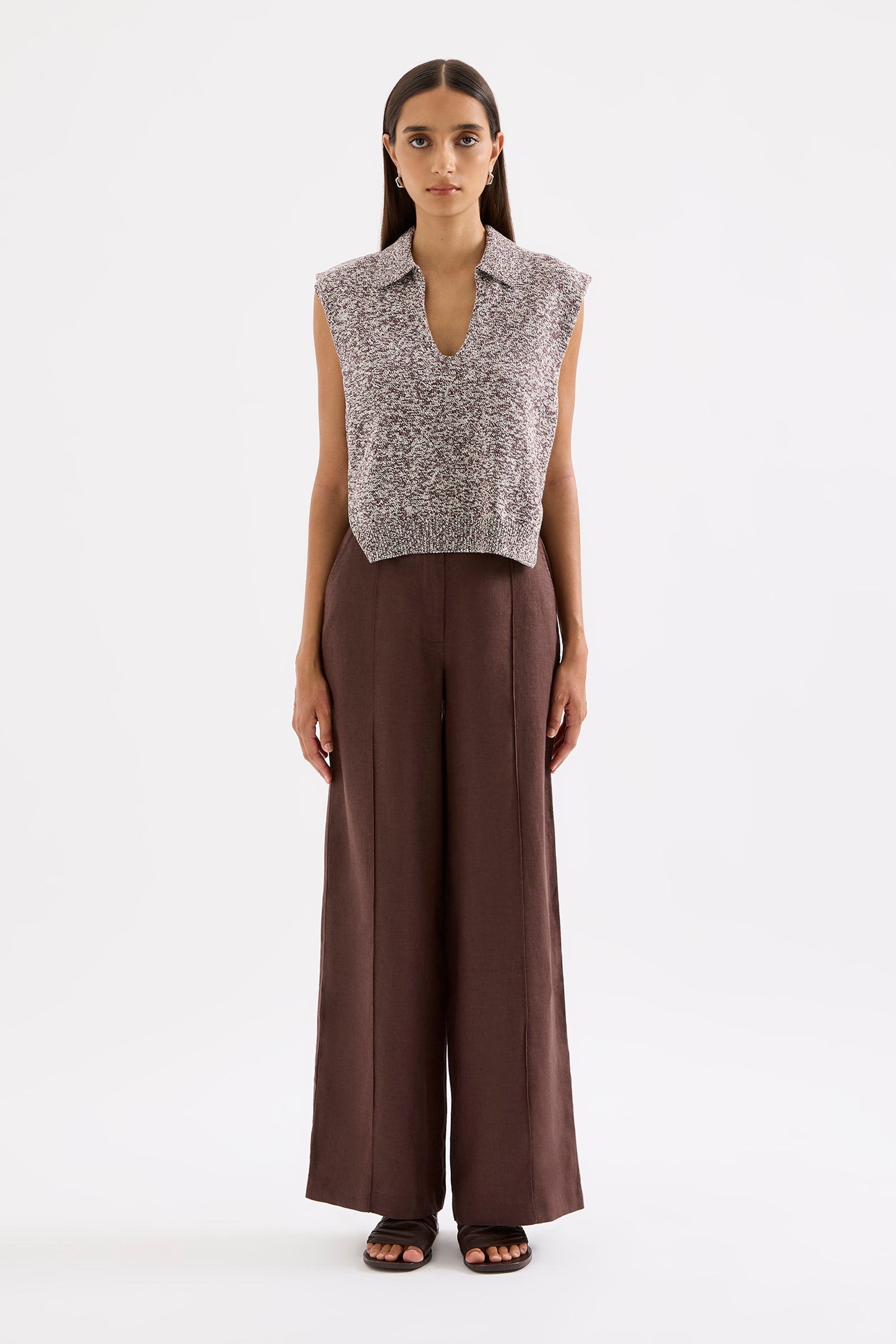 Mio Knit Vest Chocolate Marle 