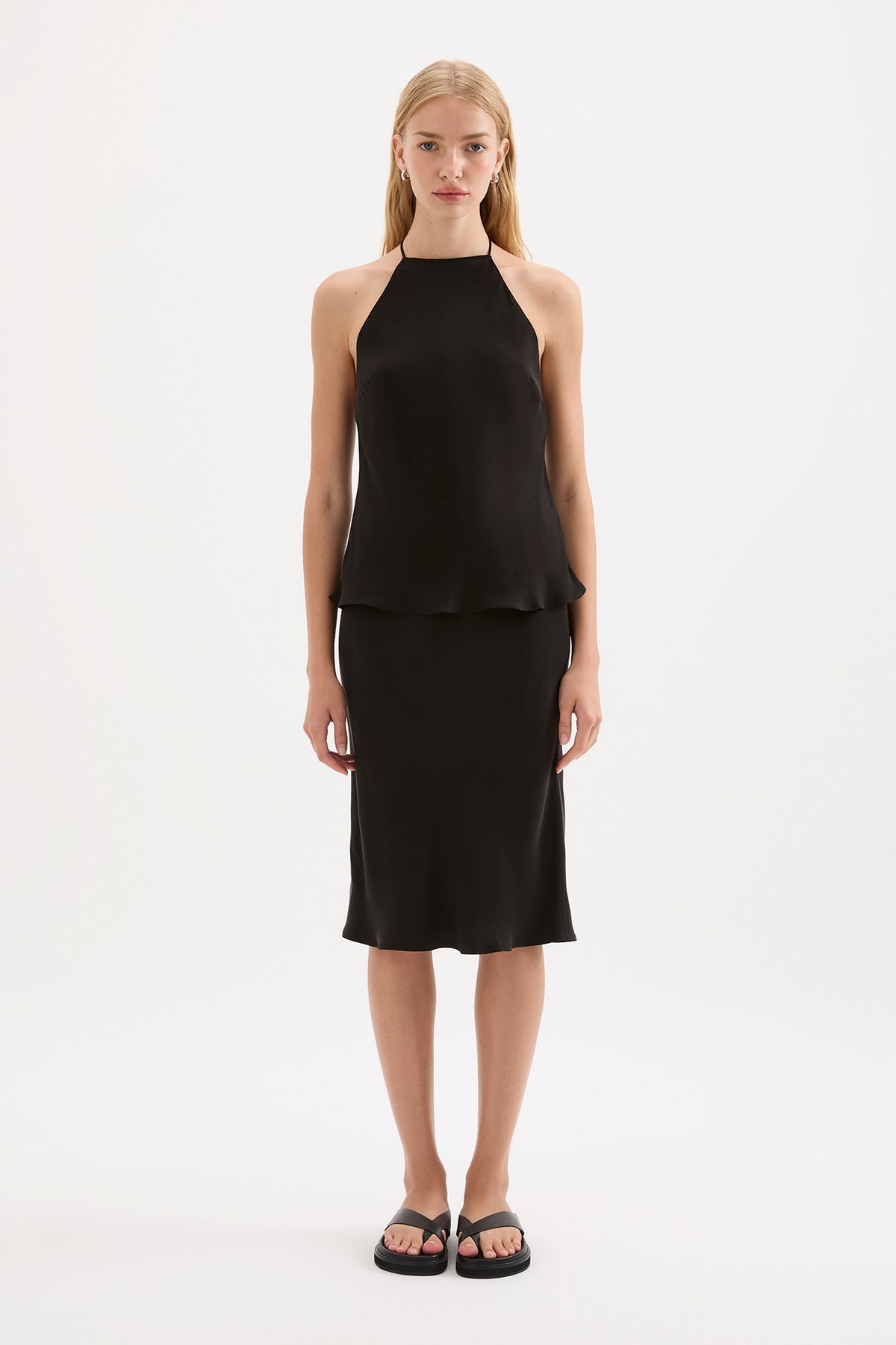 Raye Cupro Halter Top Black 