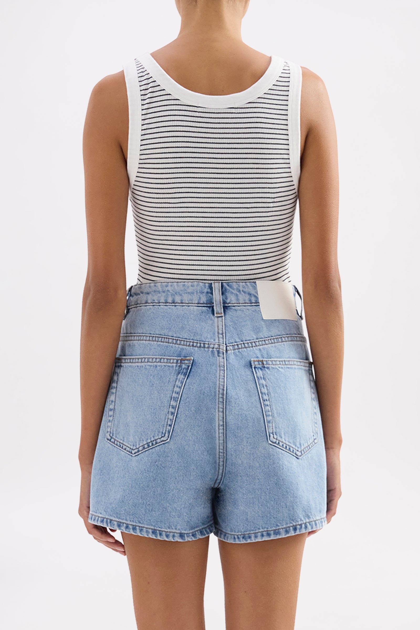 Organic Stripe Rib Singlet Black Stripe 