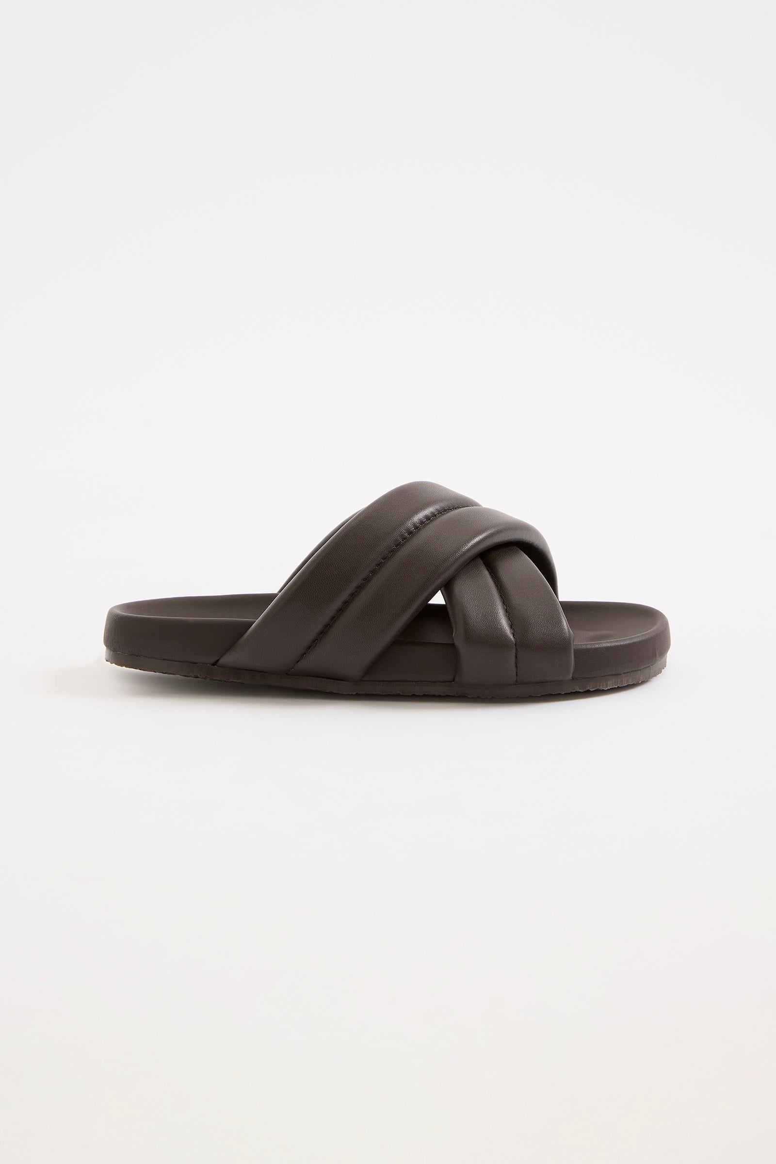 Crossover Leather Slide Chocolate 