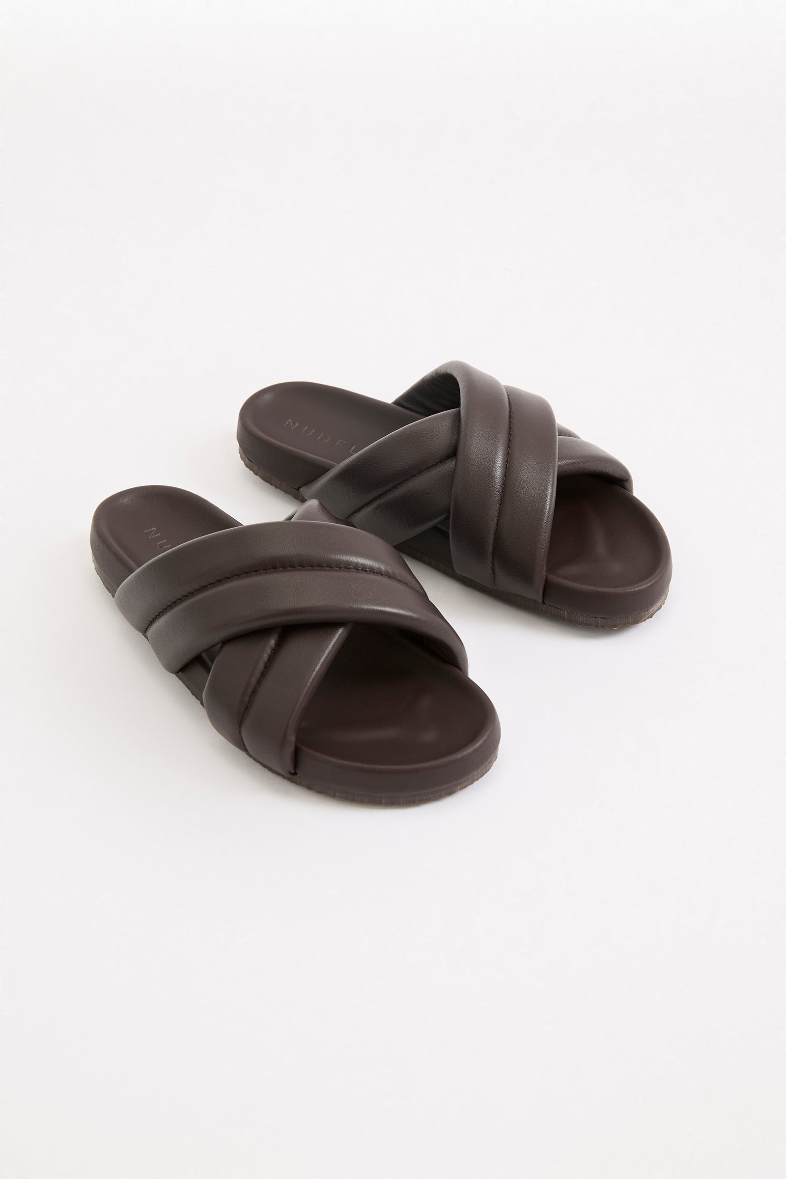 Crossover Leather Slide Chocolate 
