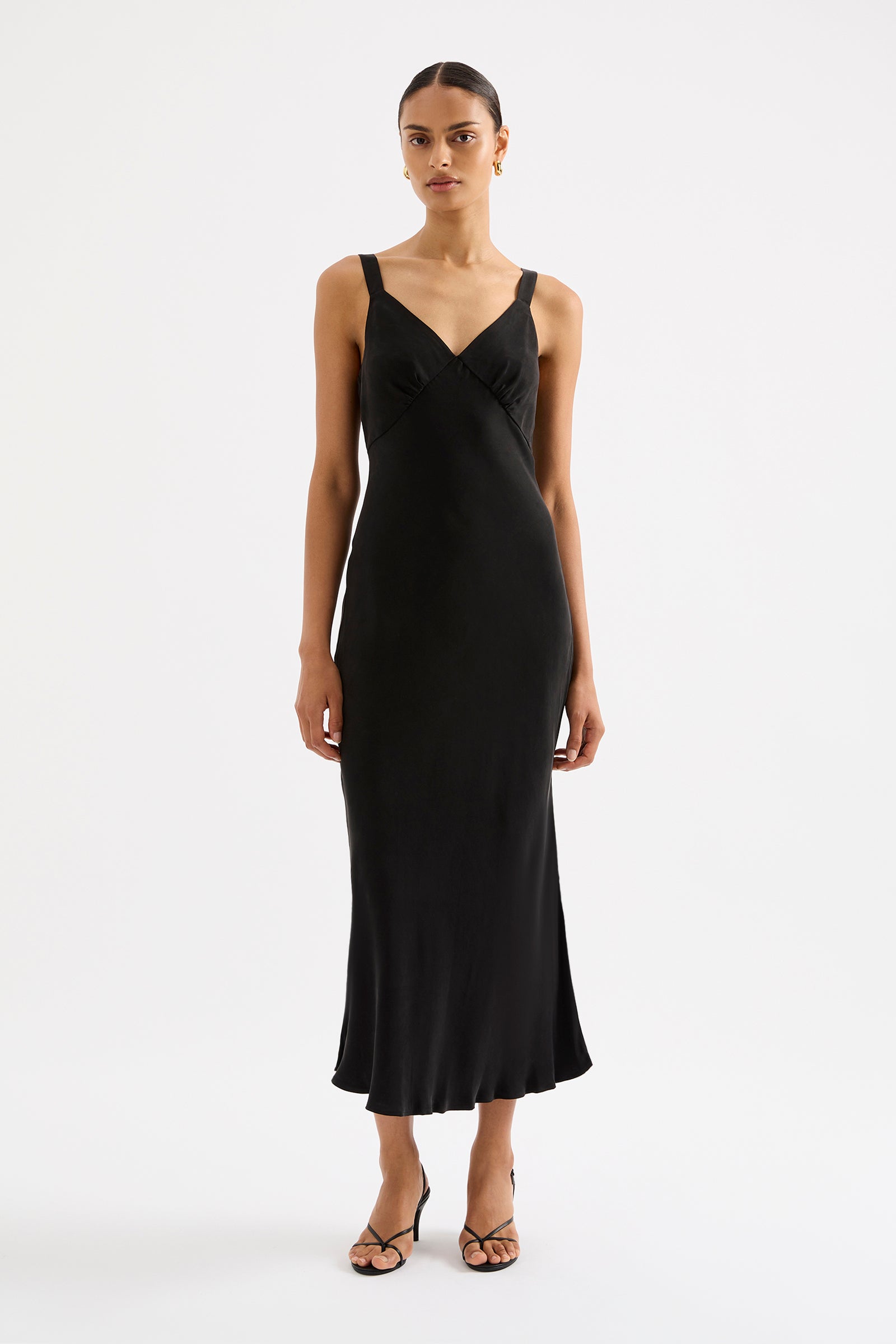 Roni Cupro Slip Dress Black 