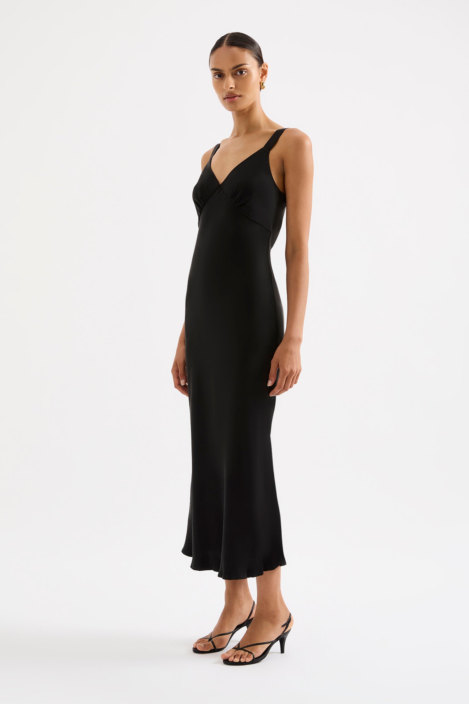 Roni Cupro Slip Dress Black 