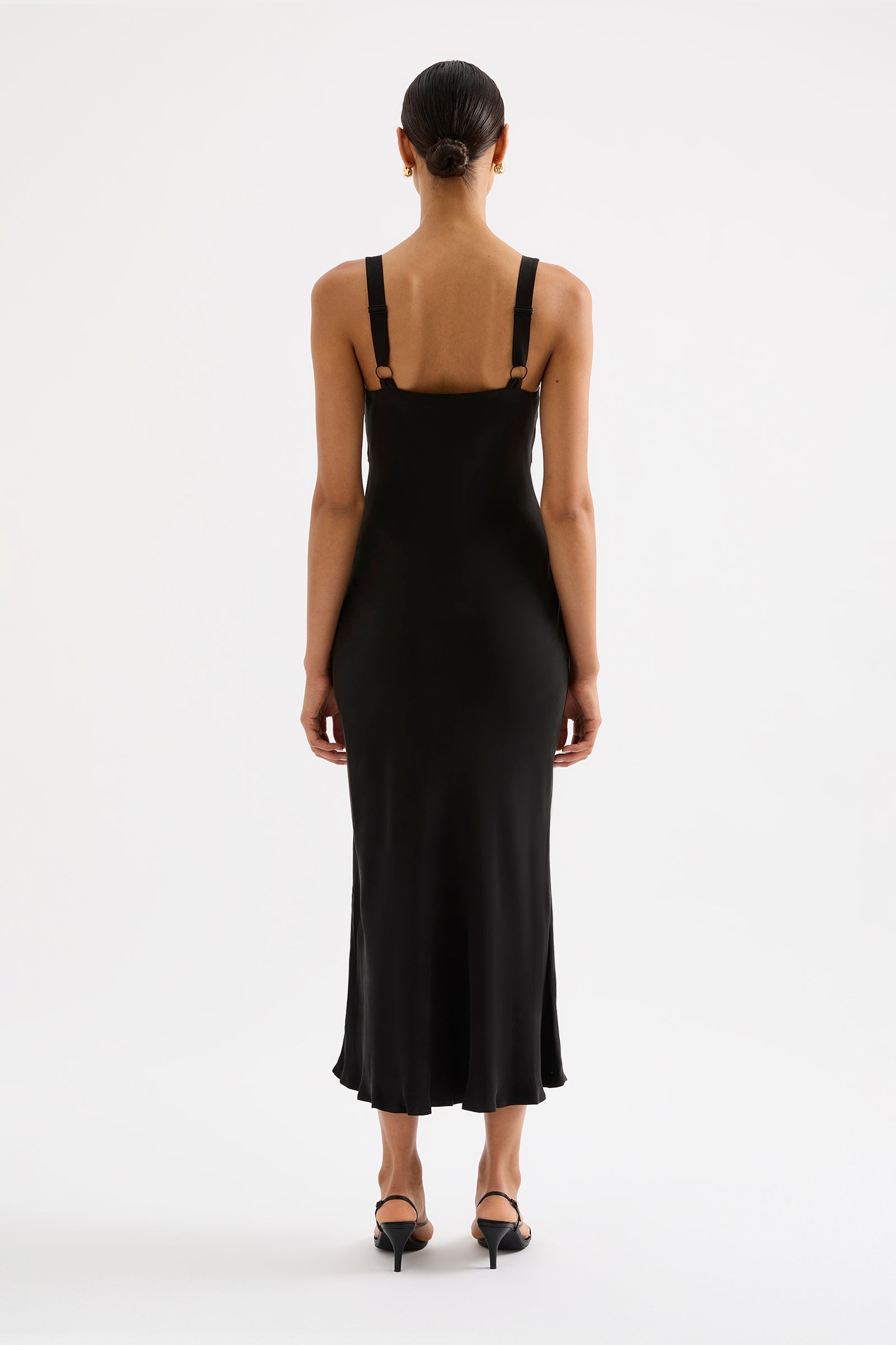 Roni Cupro Slip Dress Black 