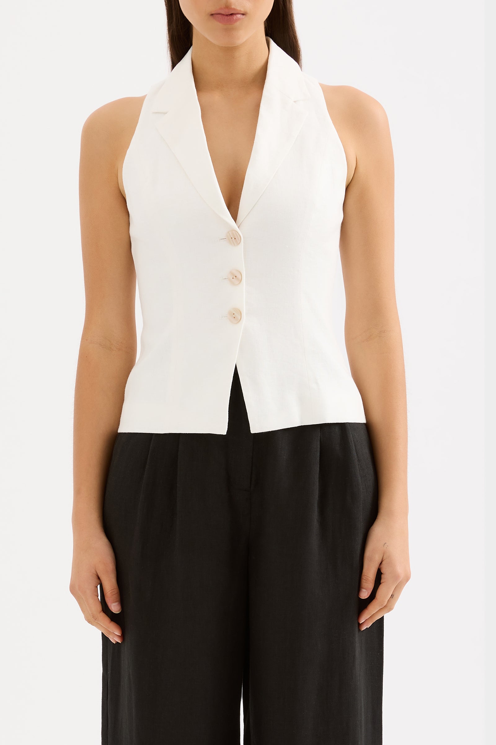 Thilda Linen Vest White 