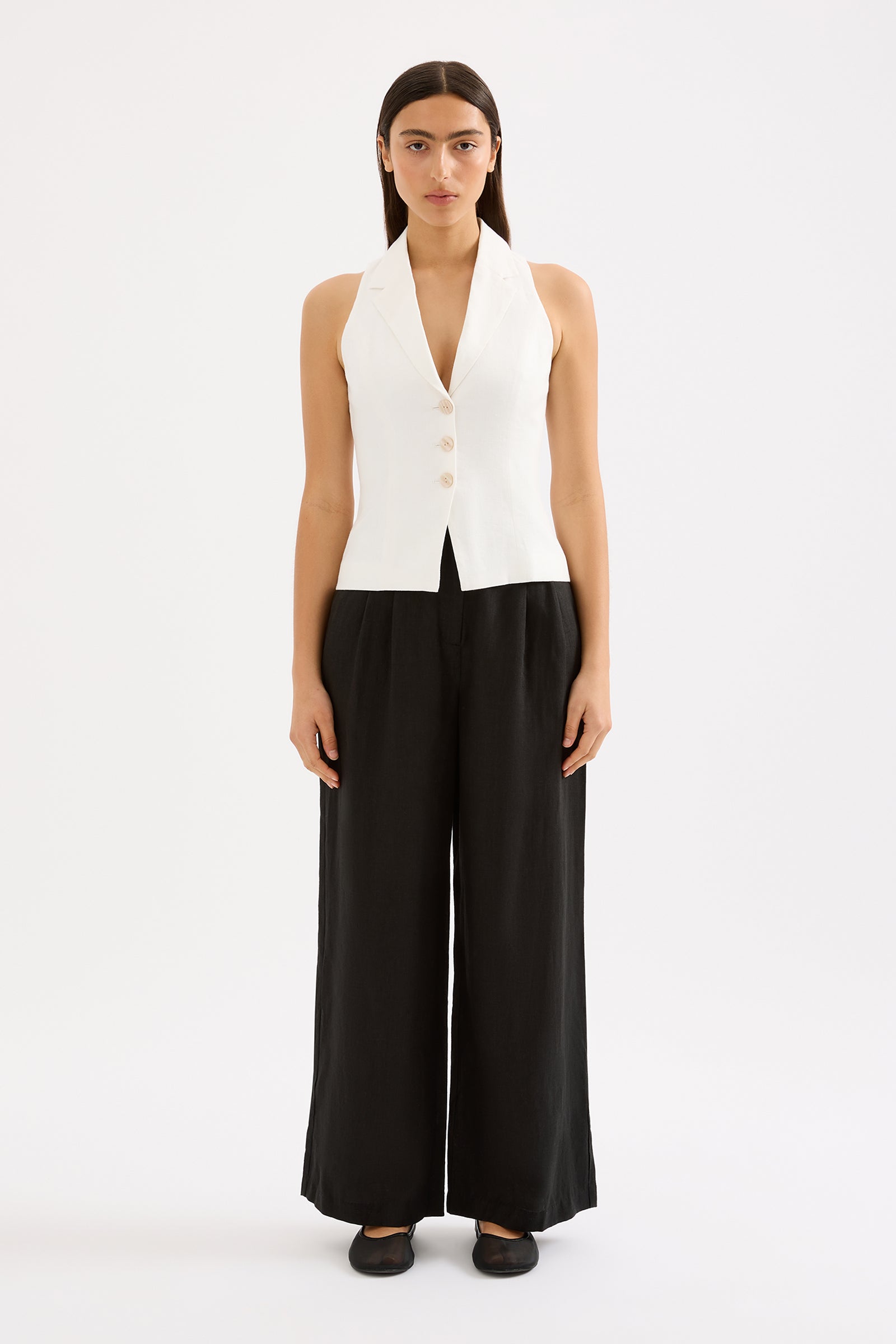 Thilda Linen Vest White 