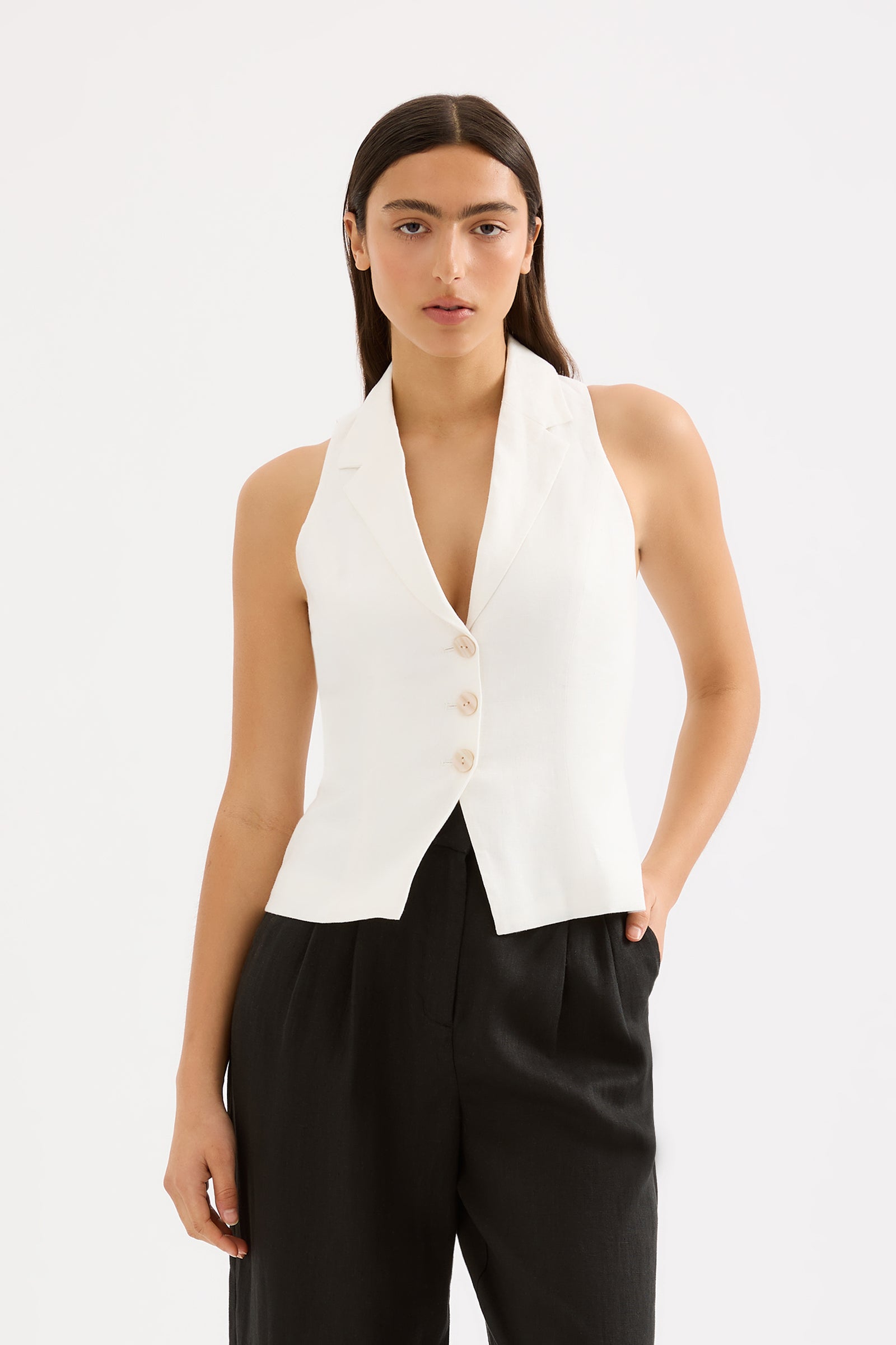 Thilda Linen Vest White 