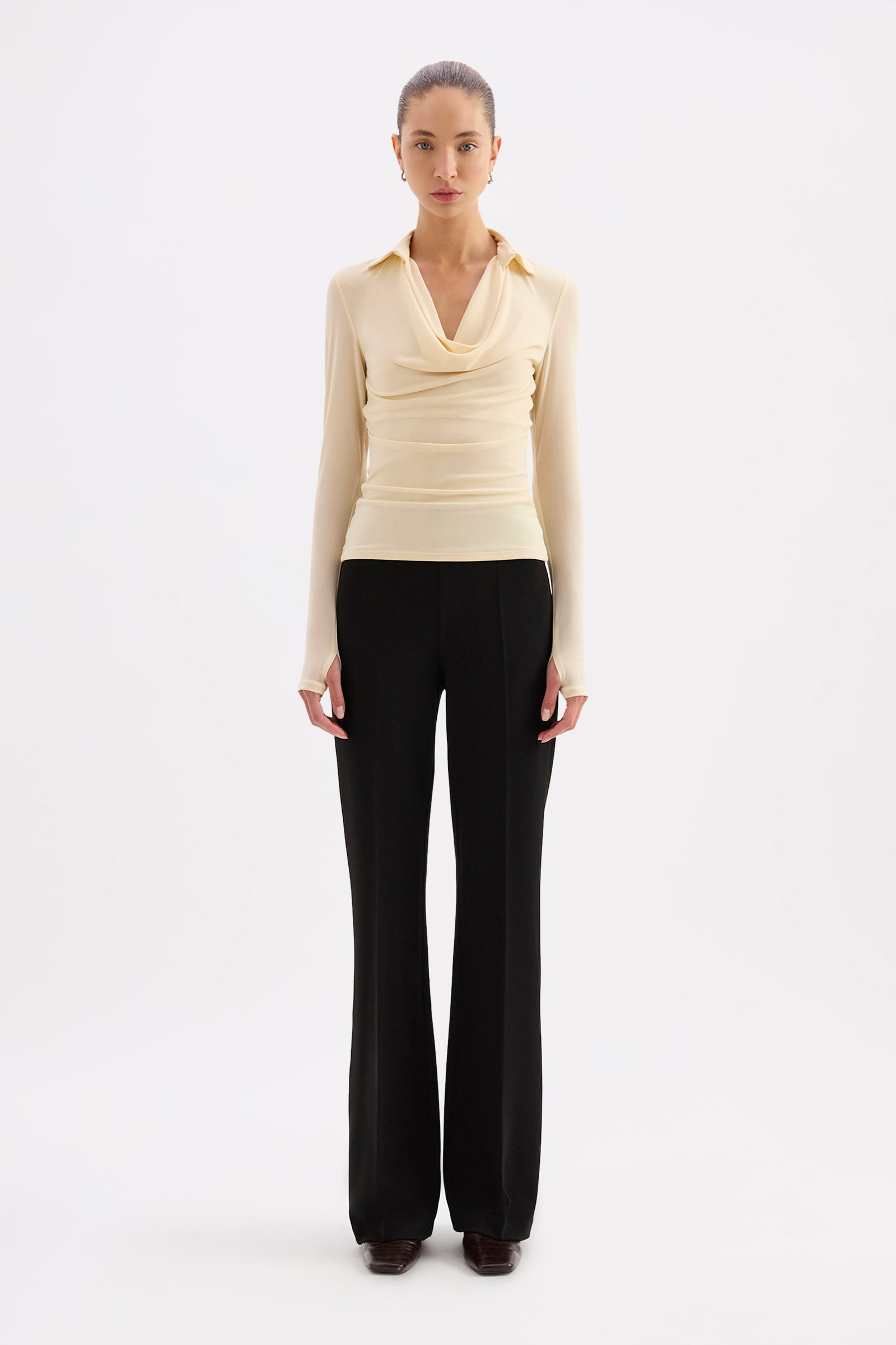 Venus Cowl Neck Top Champagne 