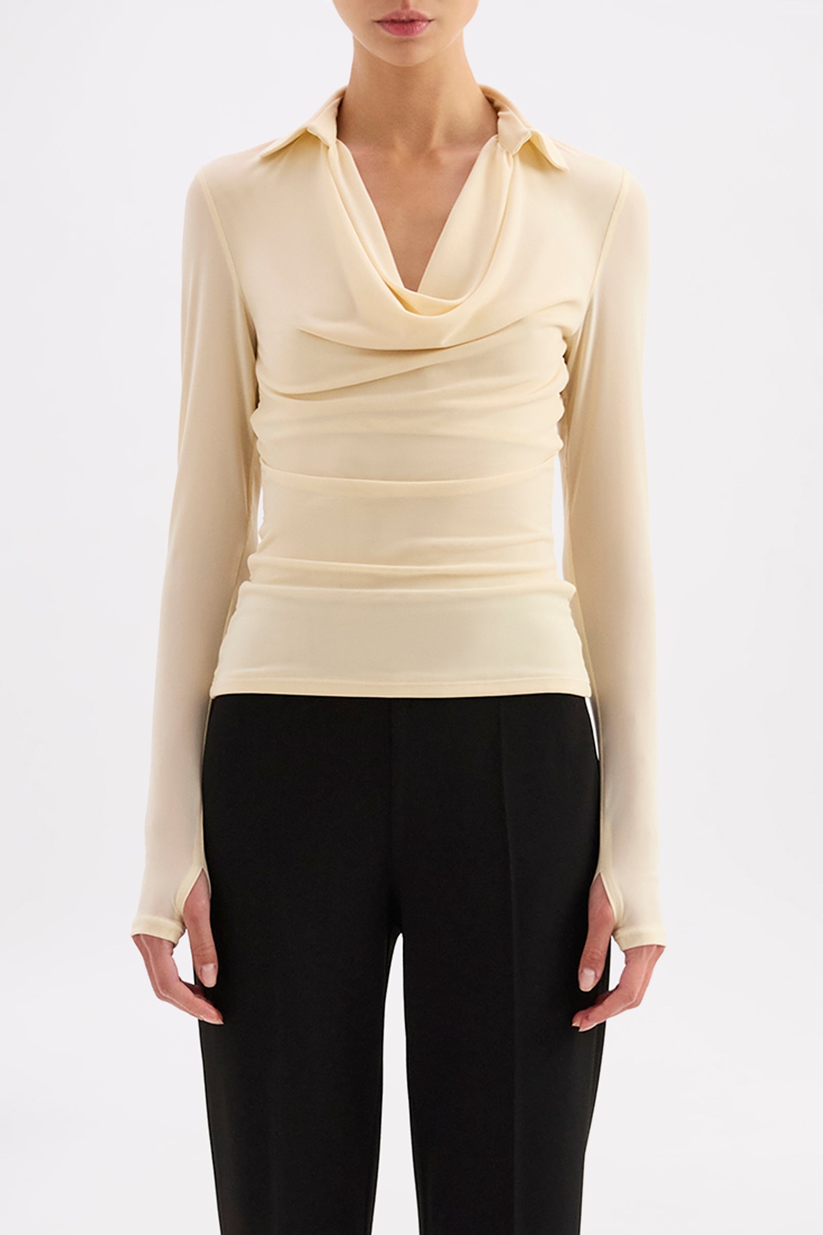 Venus Cowl Neck Top Champagne 