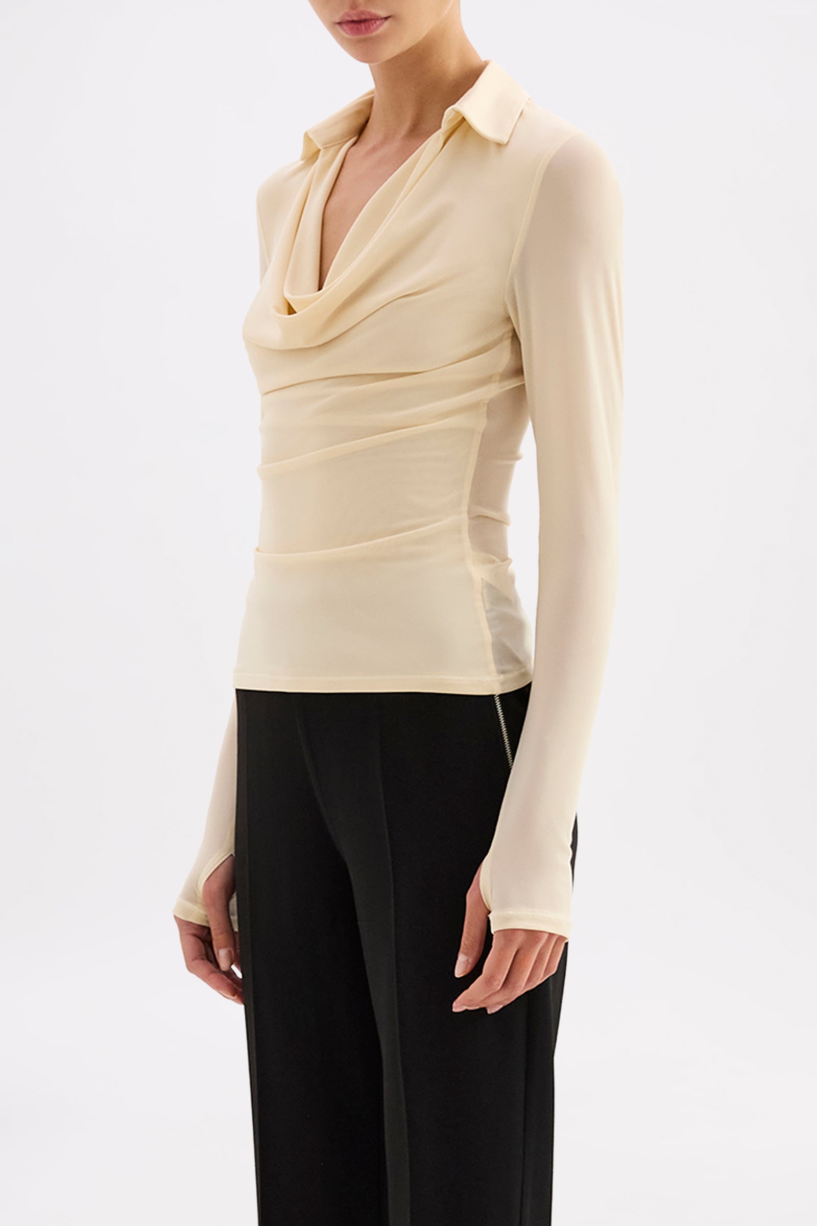 Venus Cowl Neck Top Champagne 