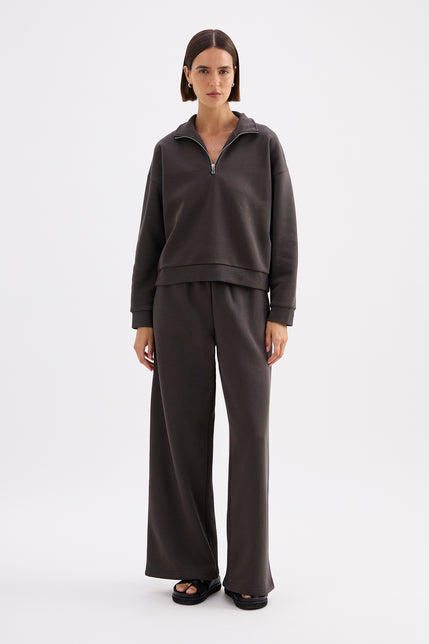 Carter Classic Zip Front Sweat Coal 
