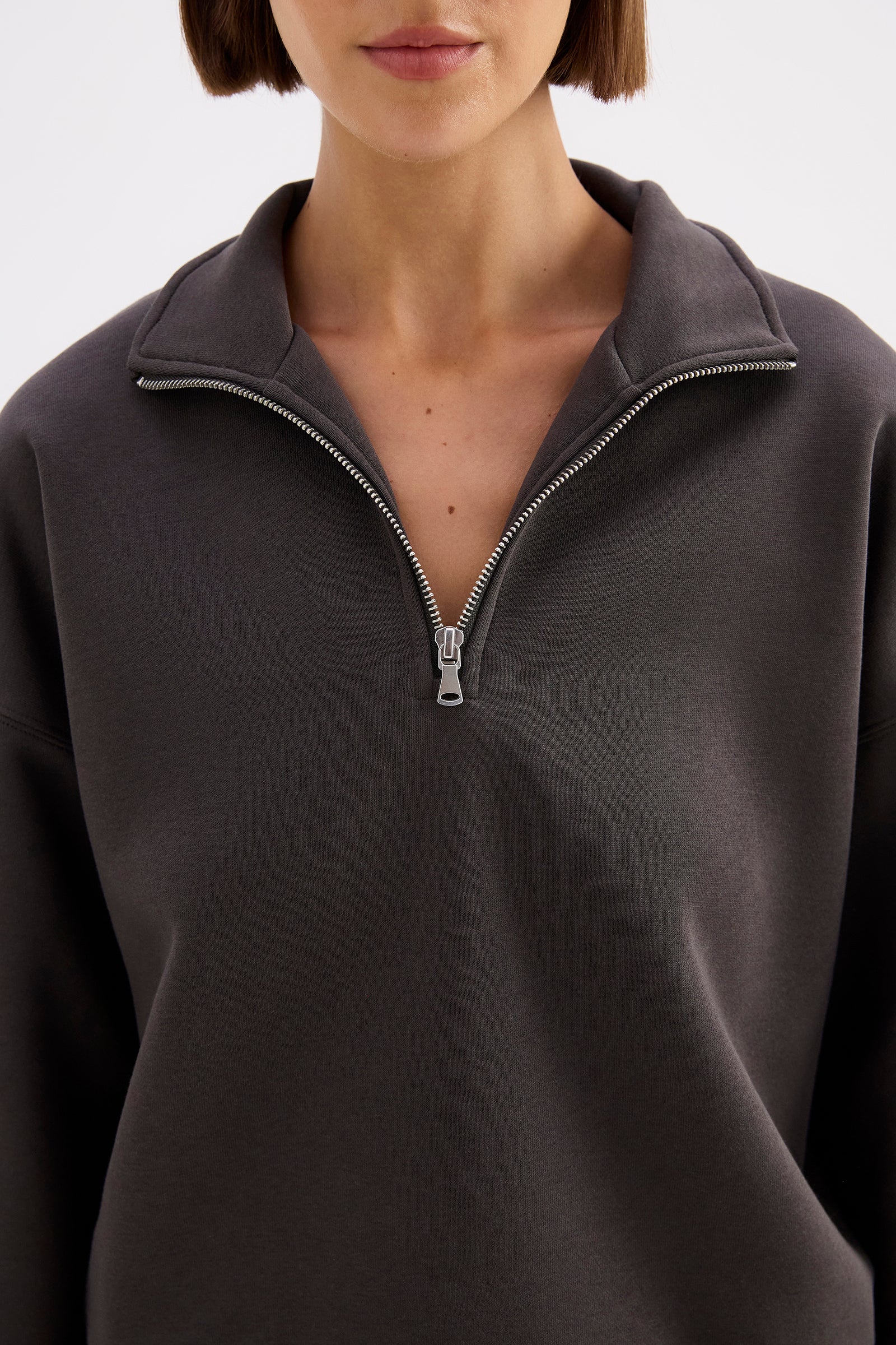 Carter Classic Zip Front Sweat Coal 