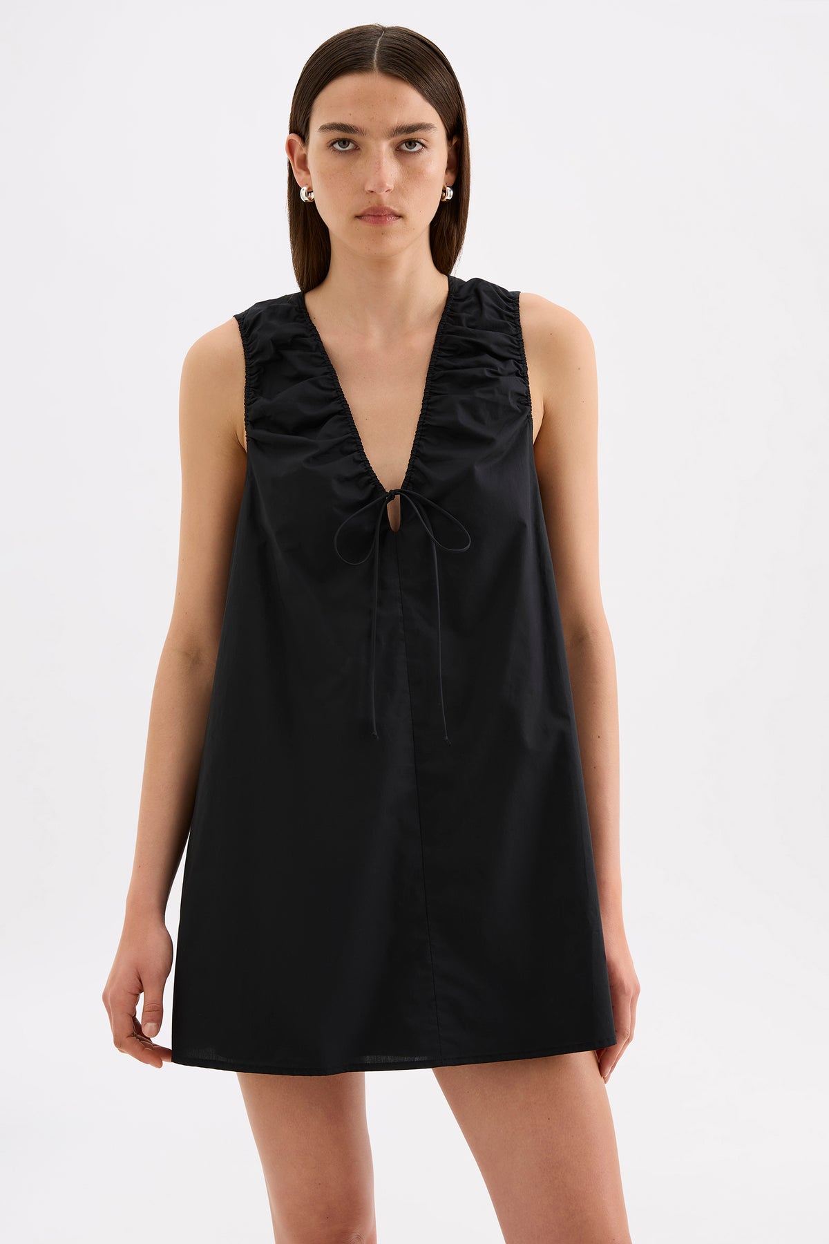 Cerie Poplin Mini Dress Black 