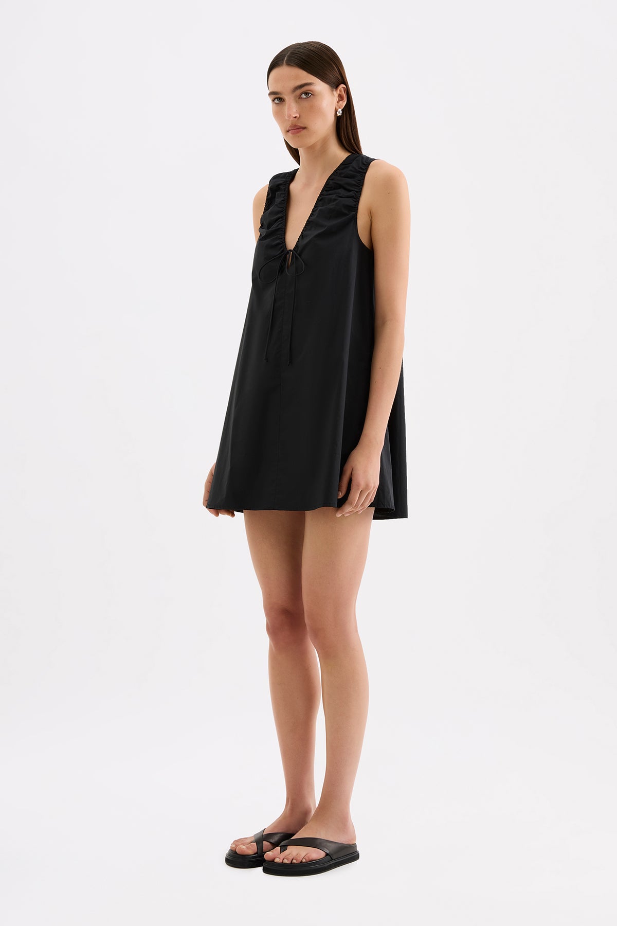 Cerie Poplin Mini Dress Black 