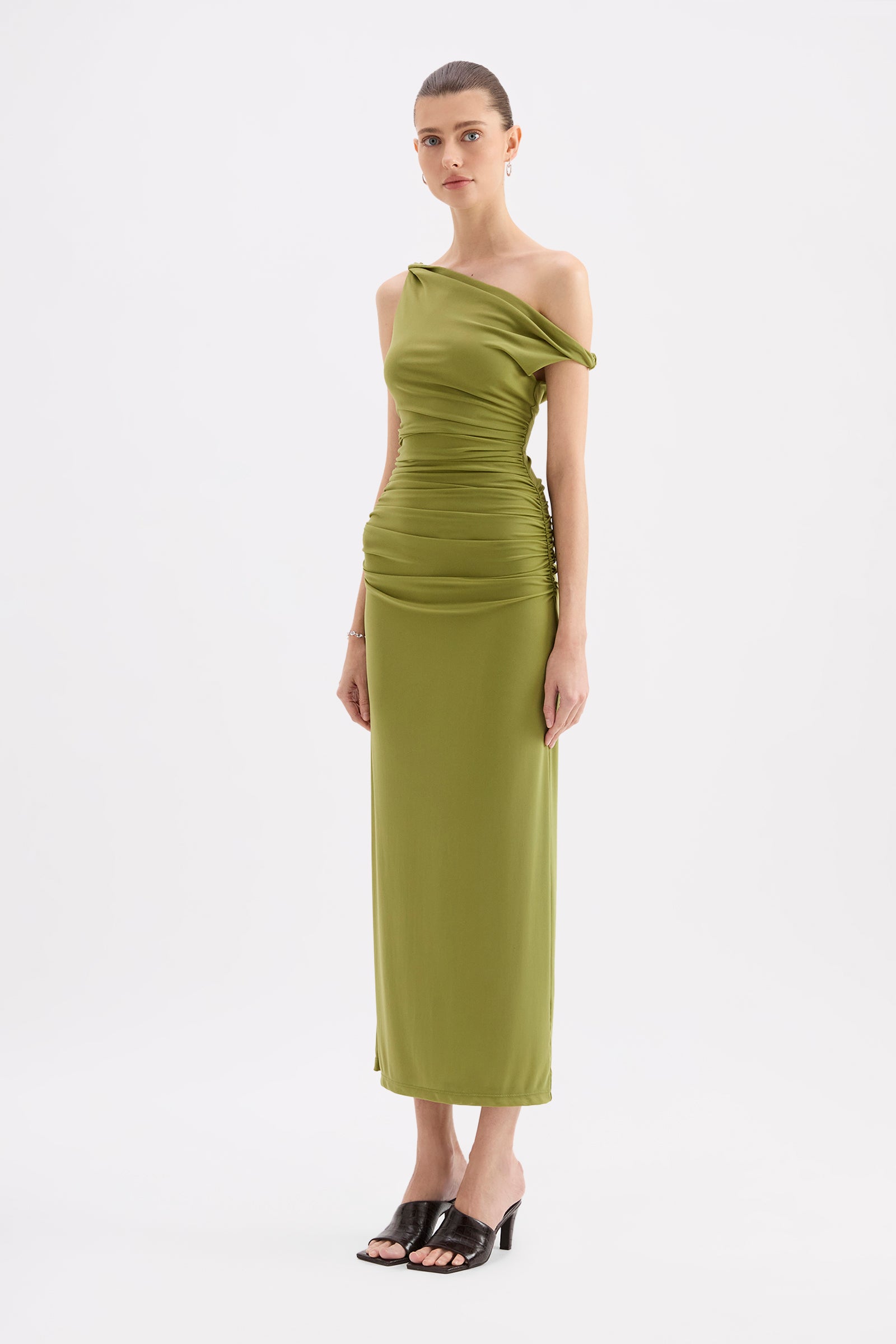 Siva Mesh Off Shoulder Dress Cactus 