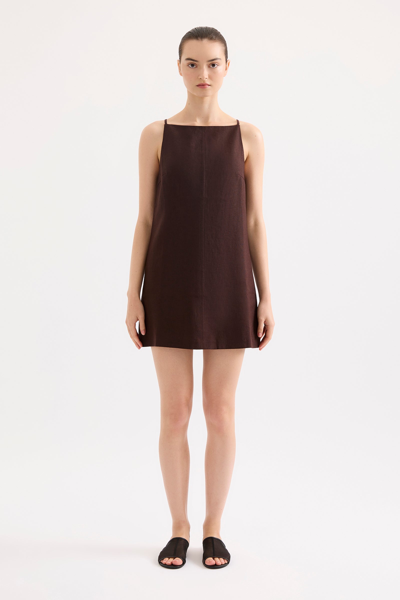 Mia Linen Mini Dress Raisin 