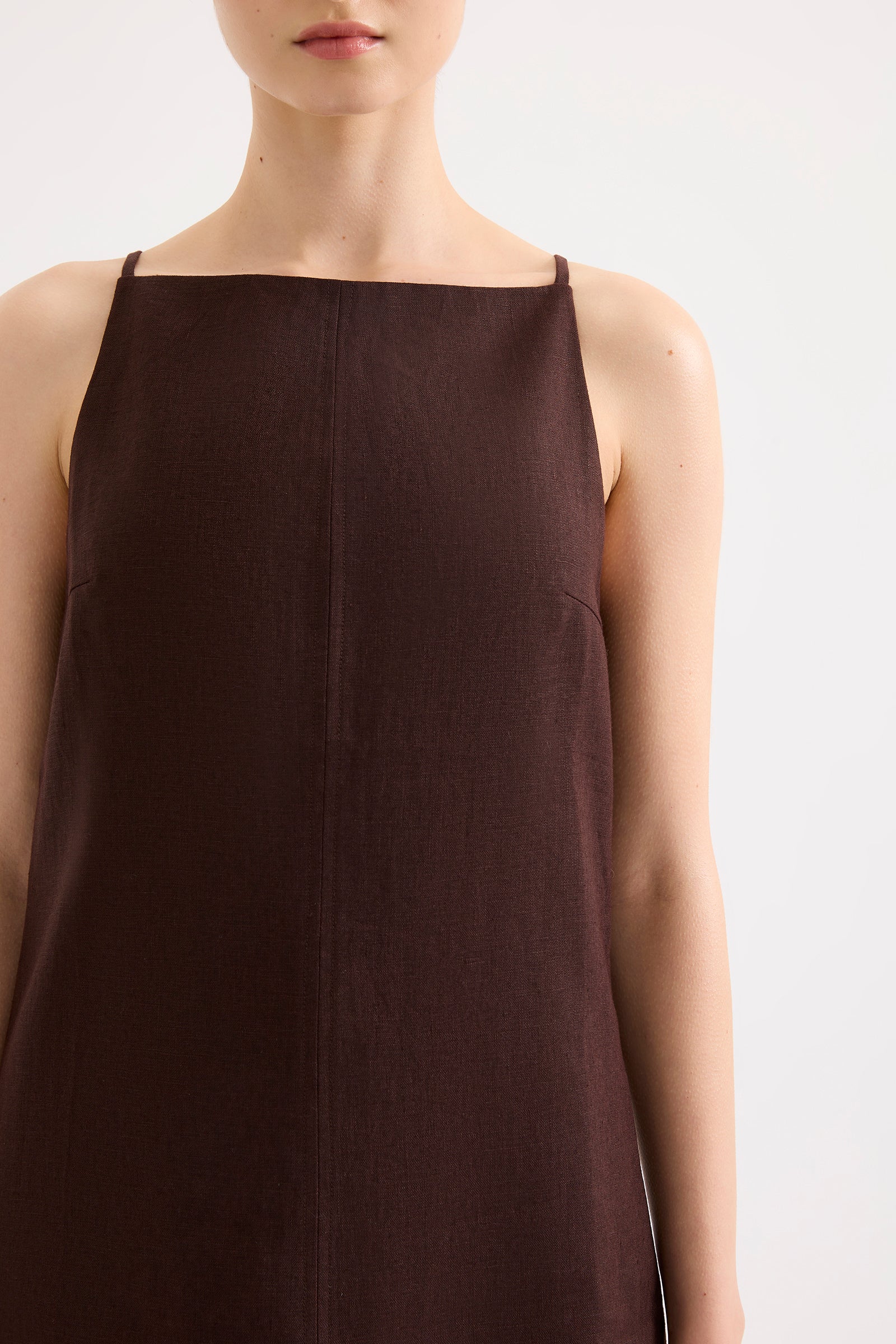 Mia Linen Mini Dress Raisin 