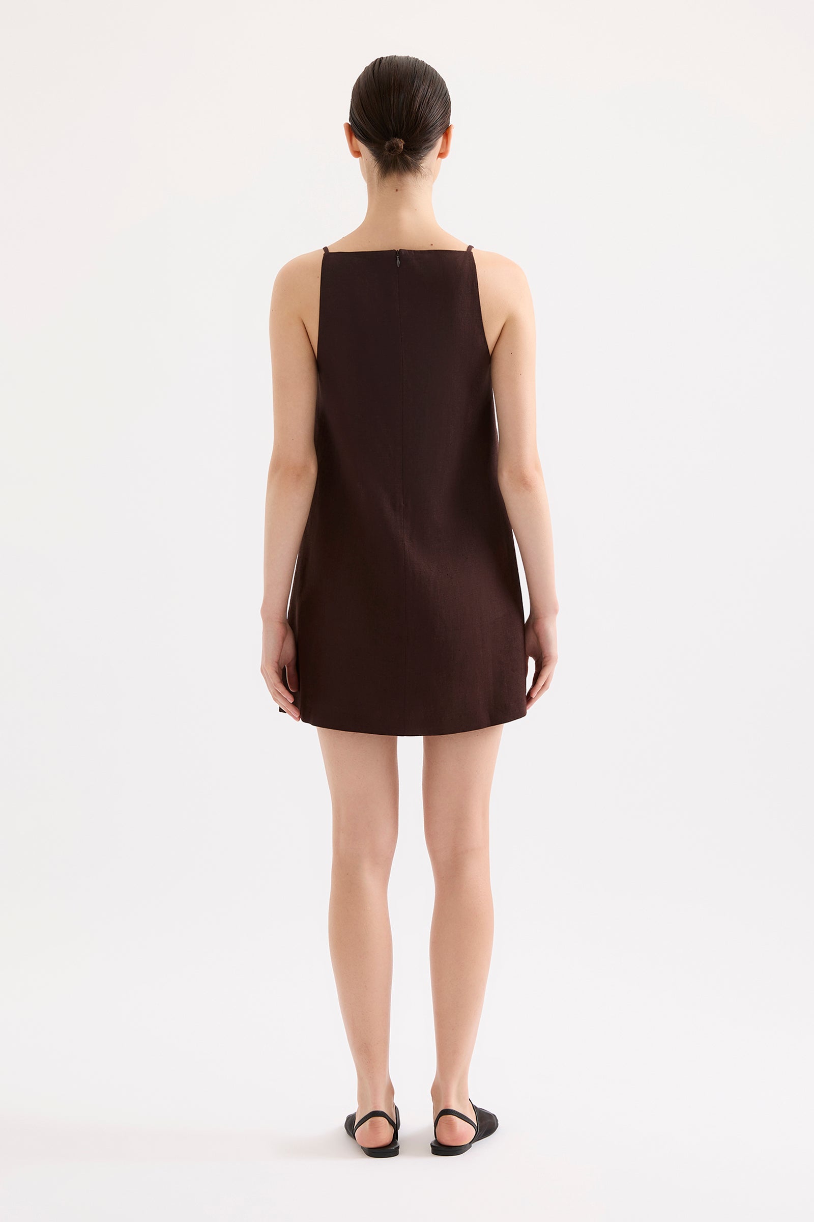 Mia Linen Mini Dress Raisin 