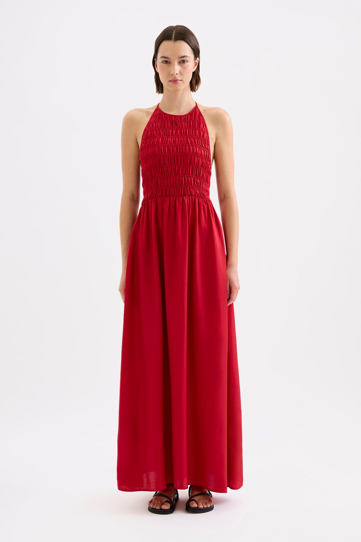 Mira Tencel Maxi Dress Crimson 