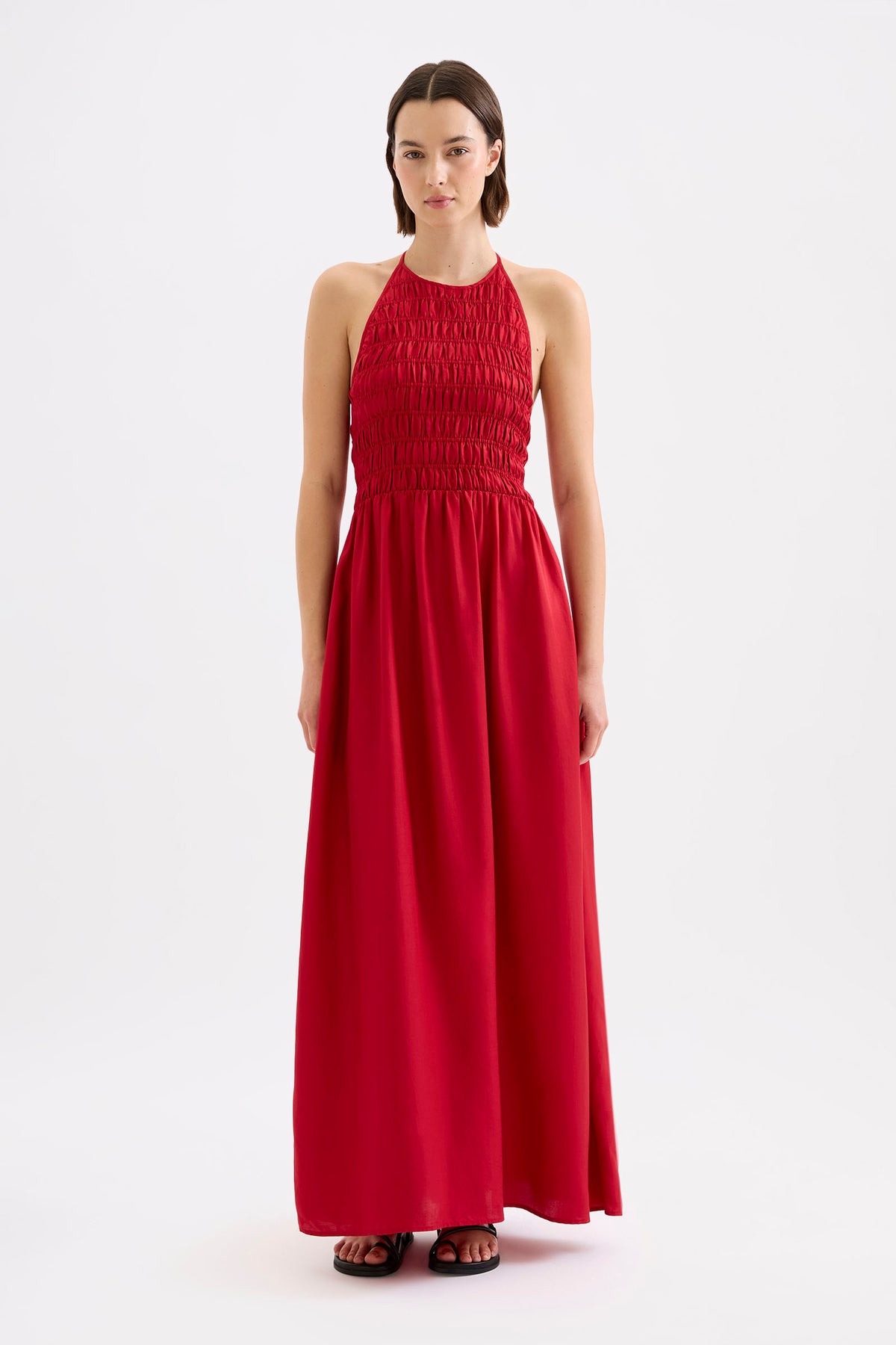 Mira Tencel Maxi Dress Crimson 