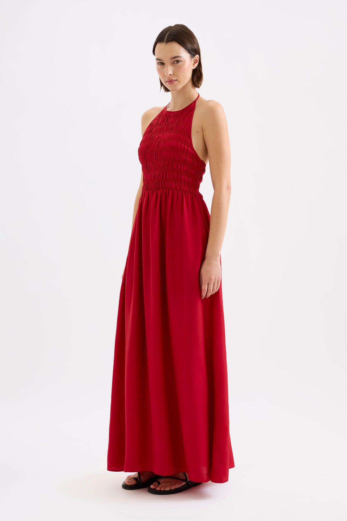 Mira Tencel Maxi Dress Crimson 