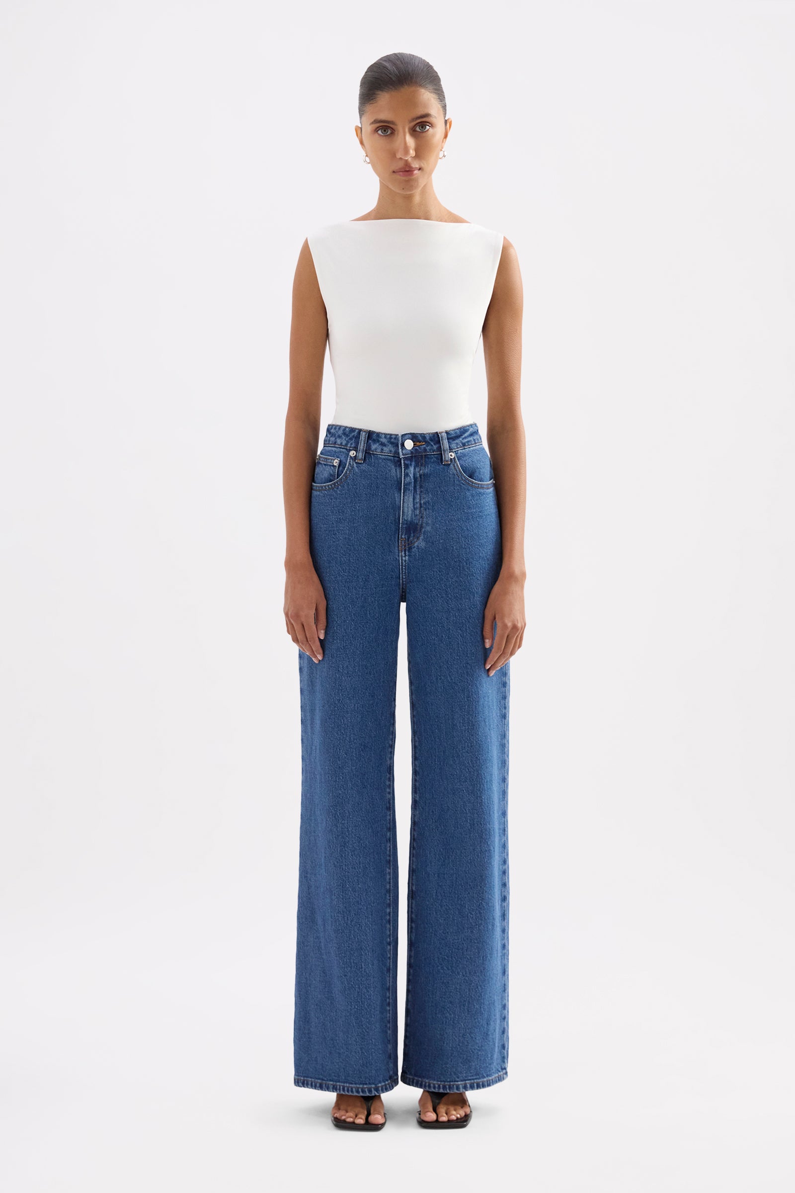 Organic Stretch Wide Leg Jean Royal Blue 