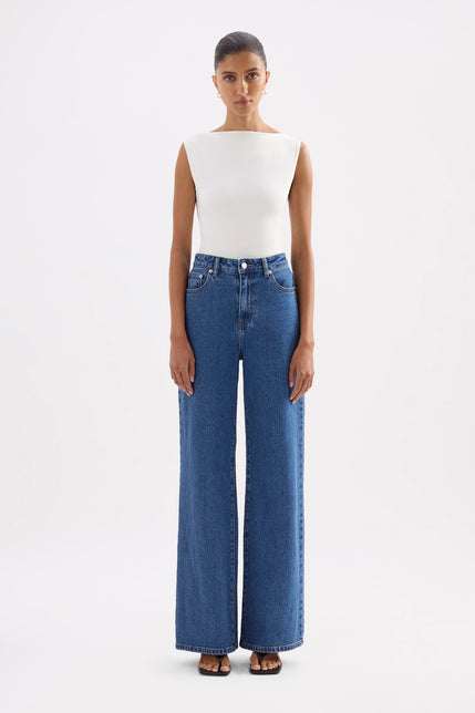 Organic Stretch Wide Leg Jean Royal Blue 