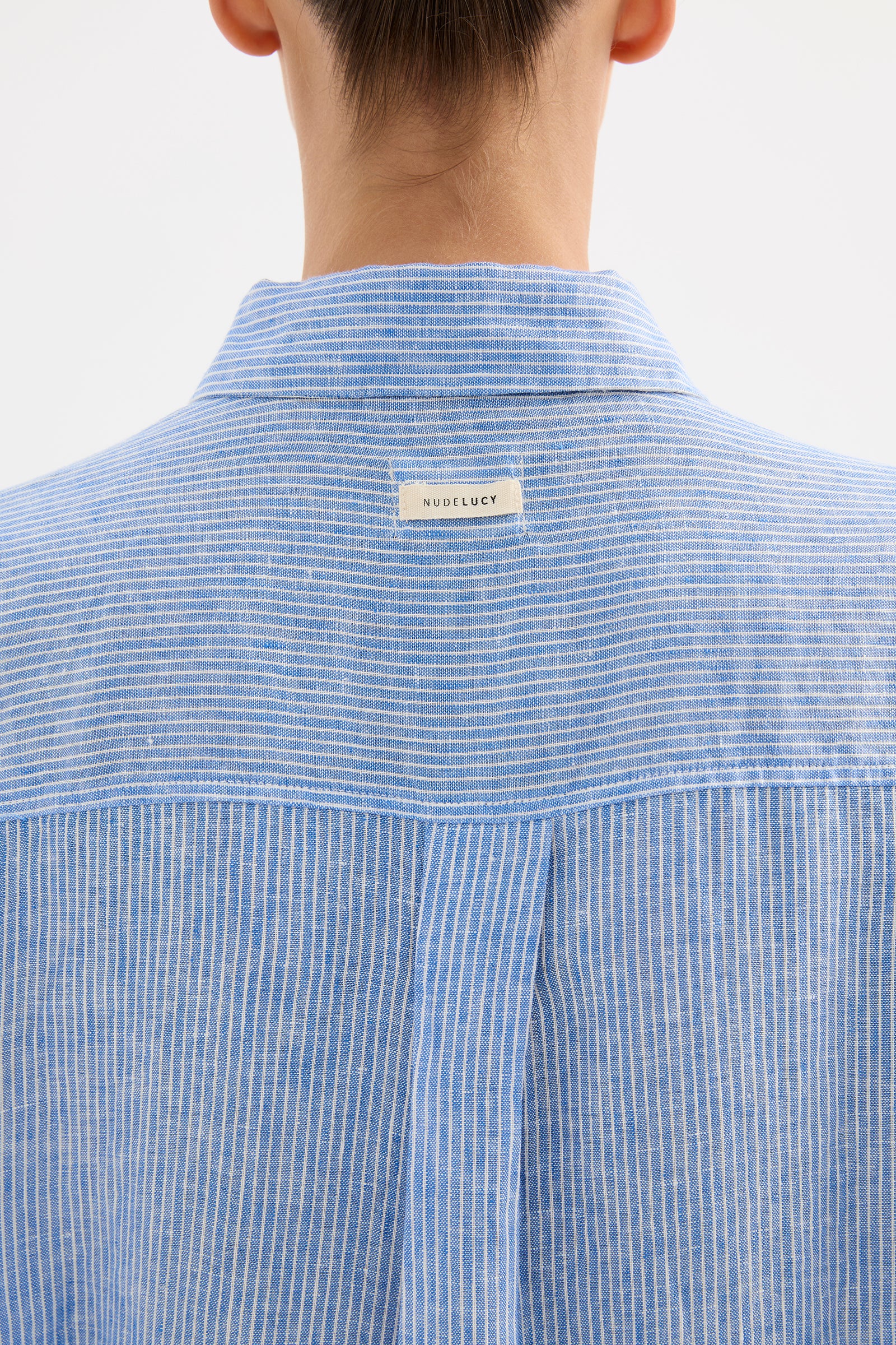 Lounge Stripe Linen Long Shirt Blue Stripe 
