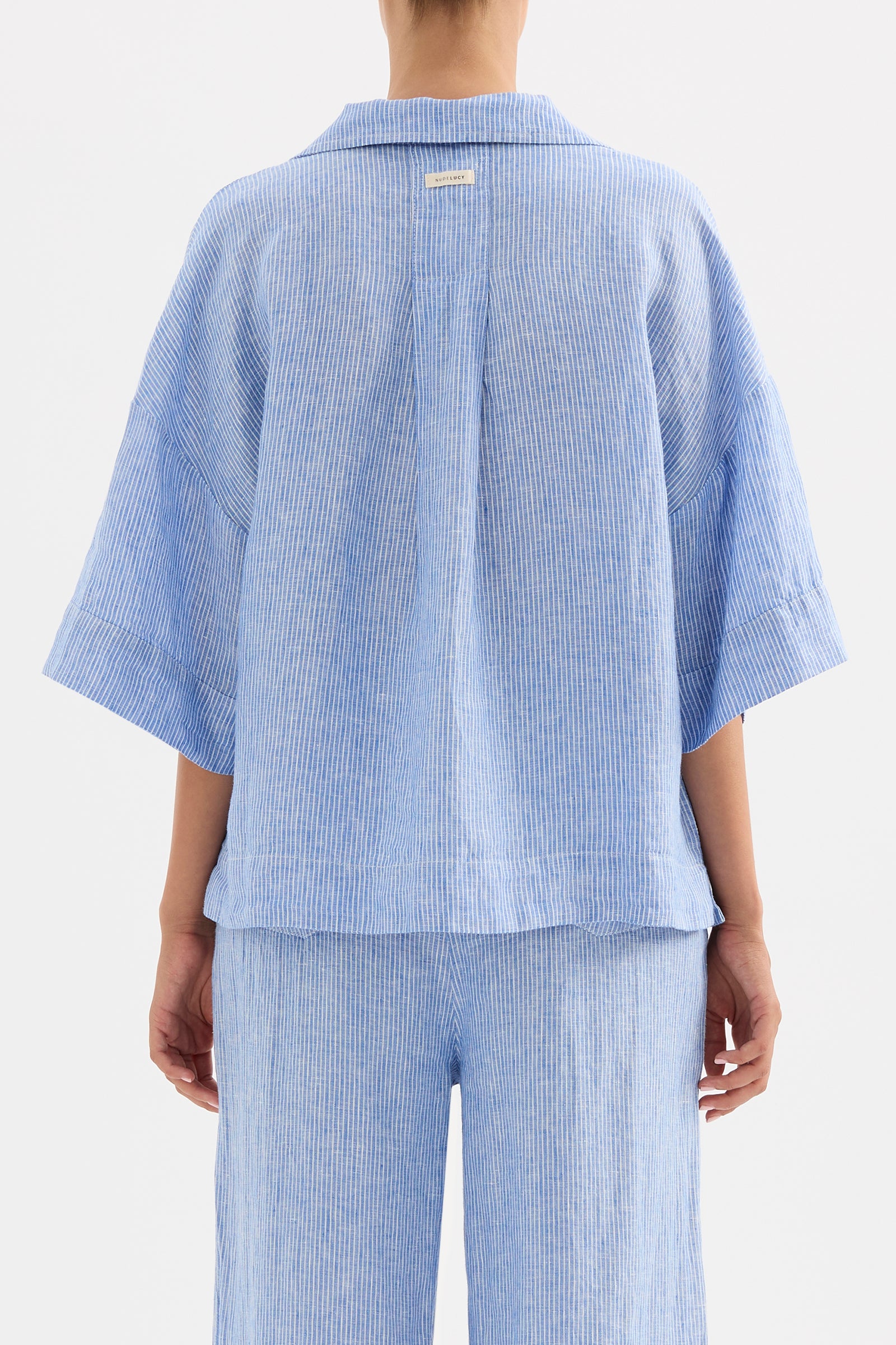 Lounge Stripe Linen Shirt Blue Stripe 