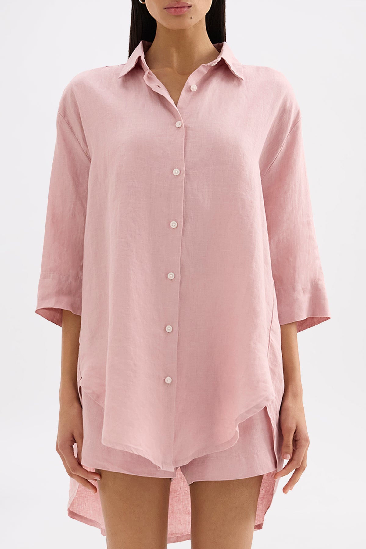 Lounge Linen Longline Shirt & Crop Pant Set 