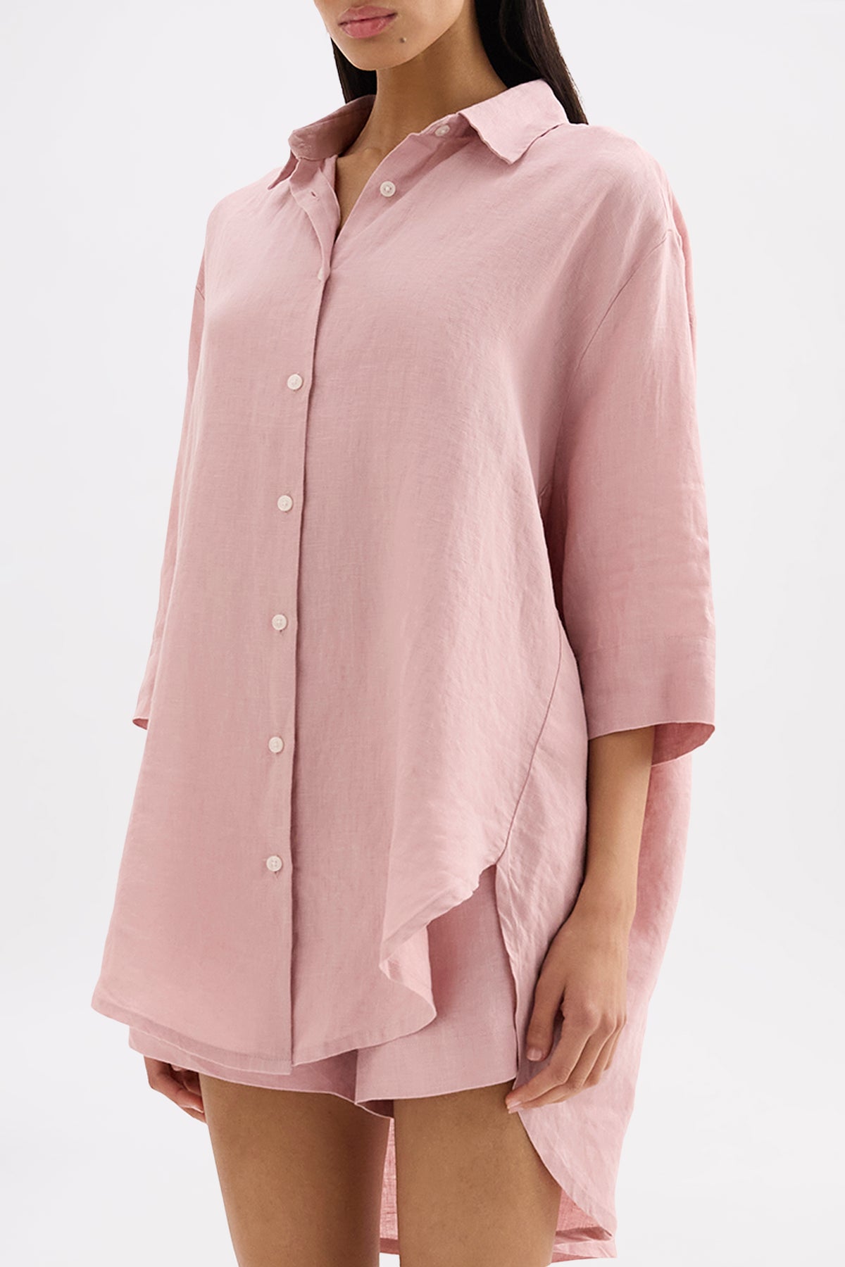 Lounge Linen Longline Shirt & Crop Pant Set 