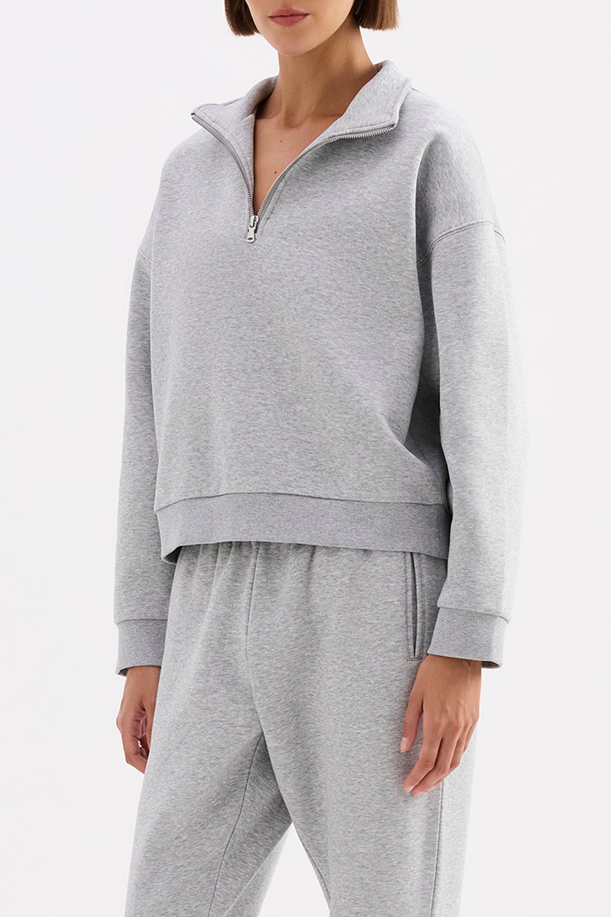 Shop Carter Classic Zip Front Sweat in Grey_marle | Nude Lucy