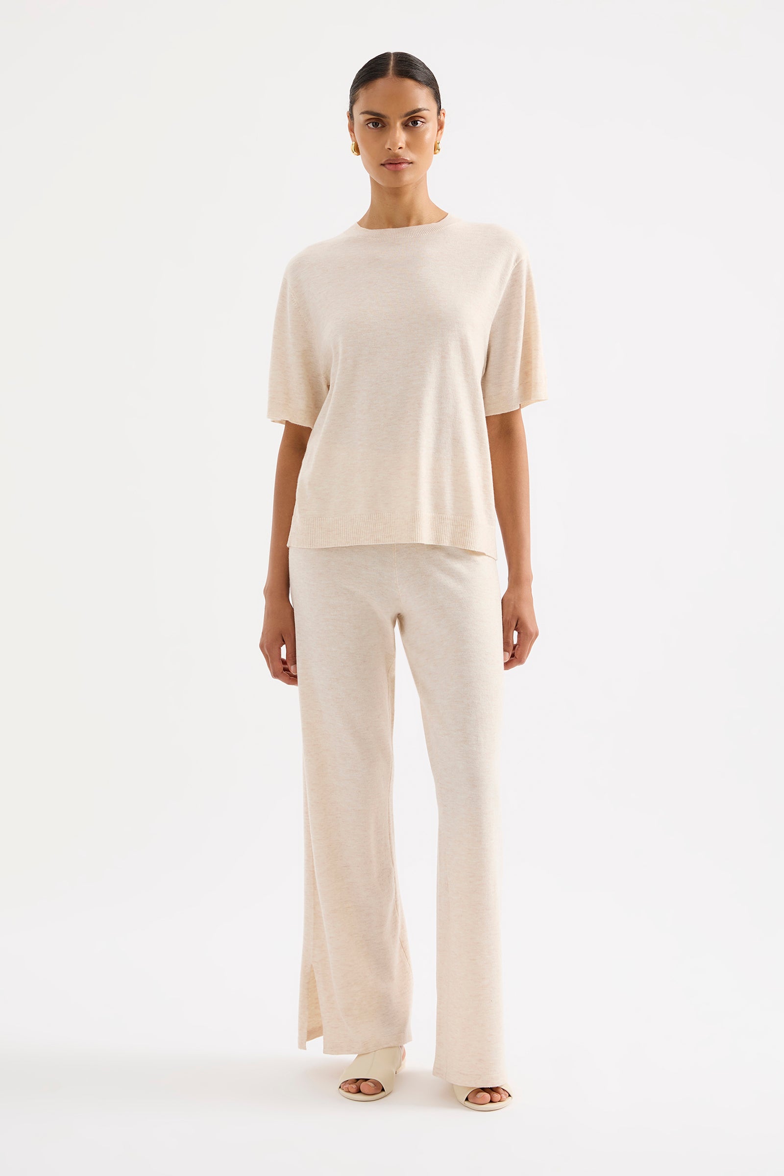 Rae Knit Pant Cream Marle 