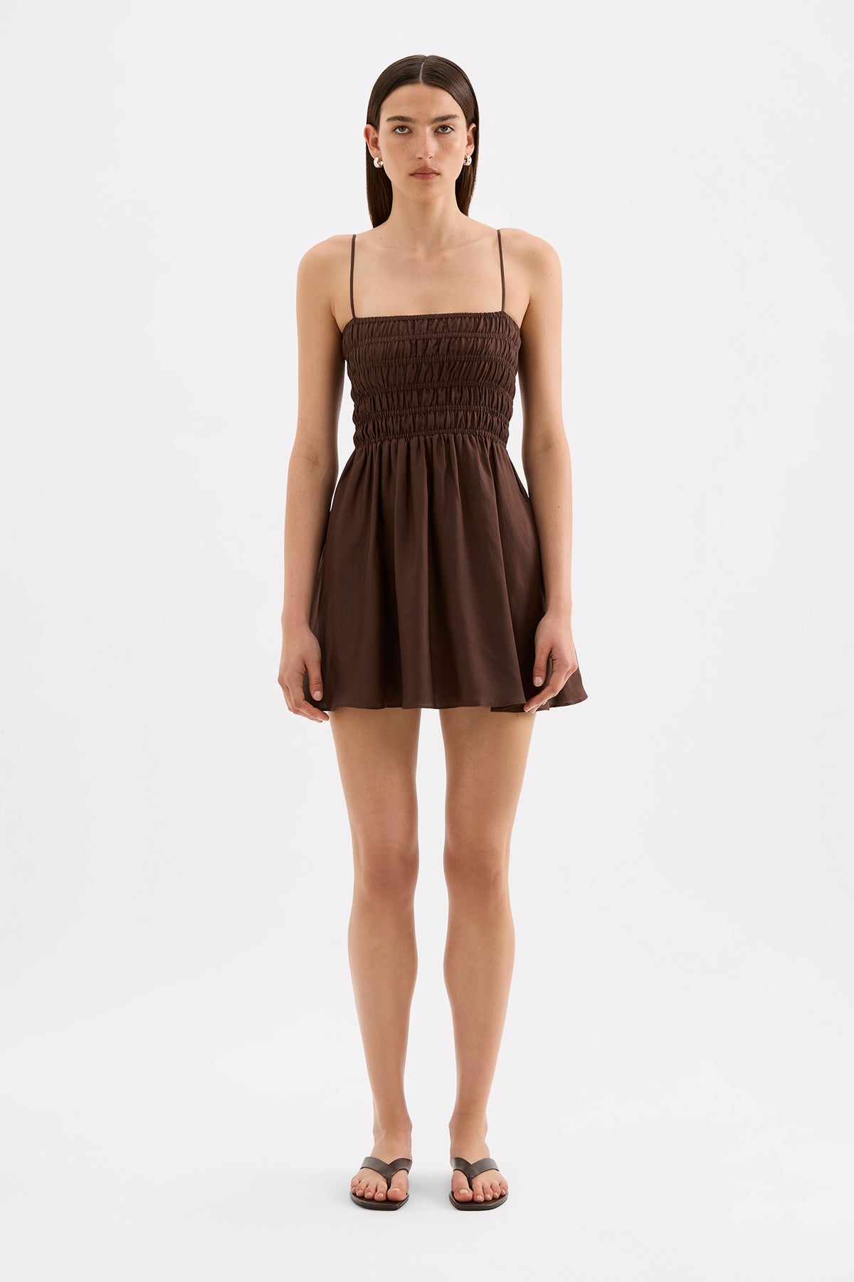 Jaslynn Tencel Mini Dress Chocolate 
