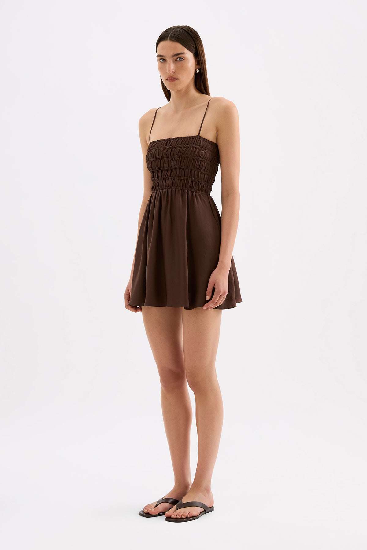 Jaslynn Tencel Mini Dress Chocolate 